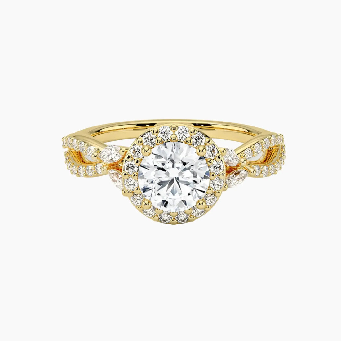 Nerissa Round Designer Diamond Ring Setting in 18K Rose Gold