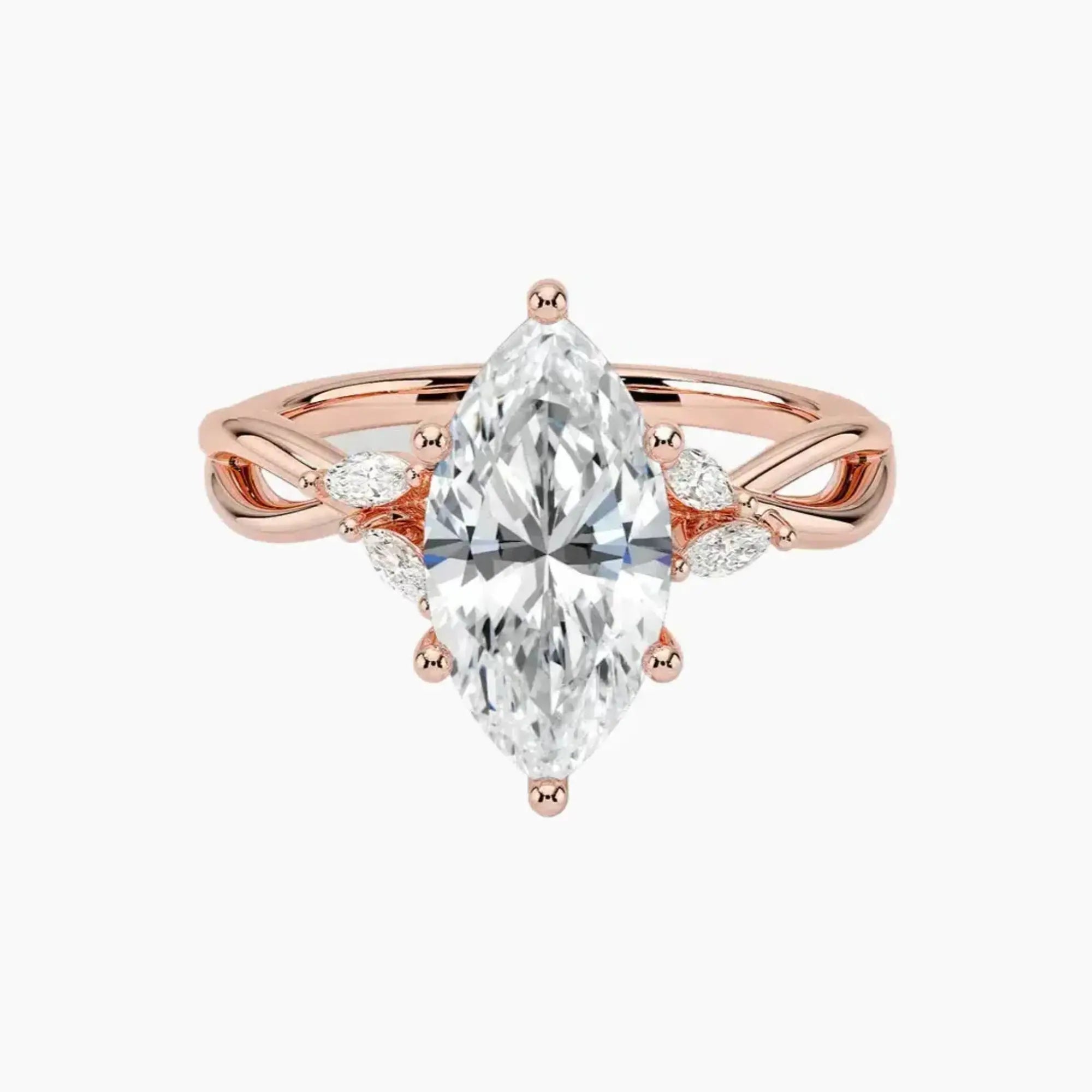 Amara Marquise Designer 2 Carat Lab Grown Diamond Engagement Ring in 18K White Gold