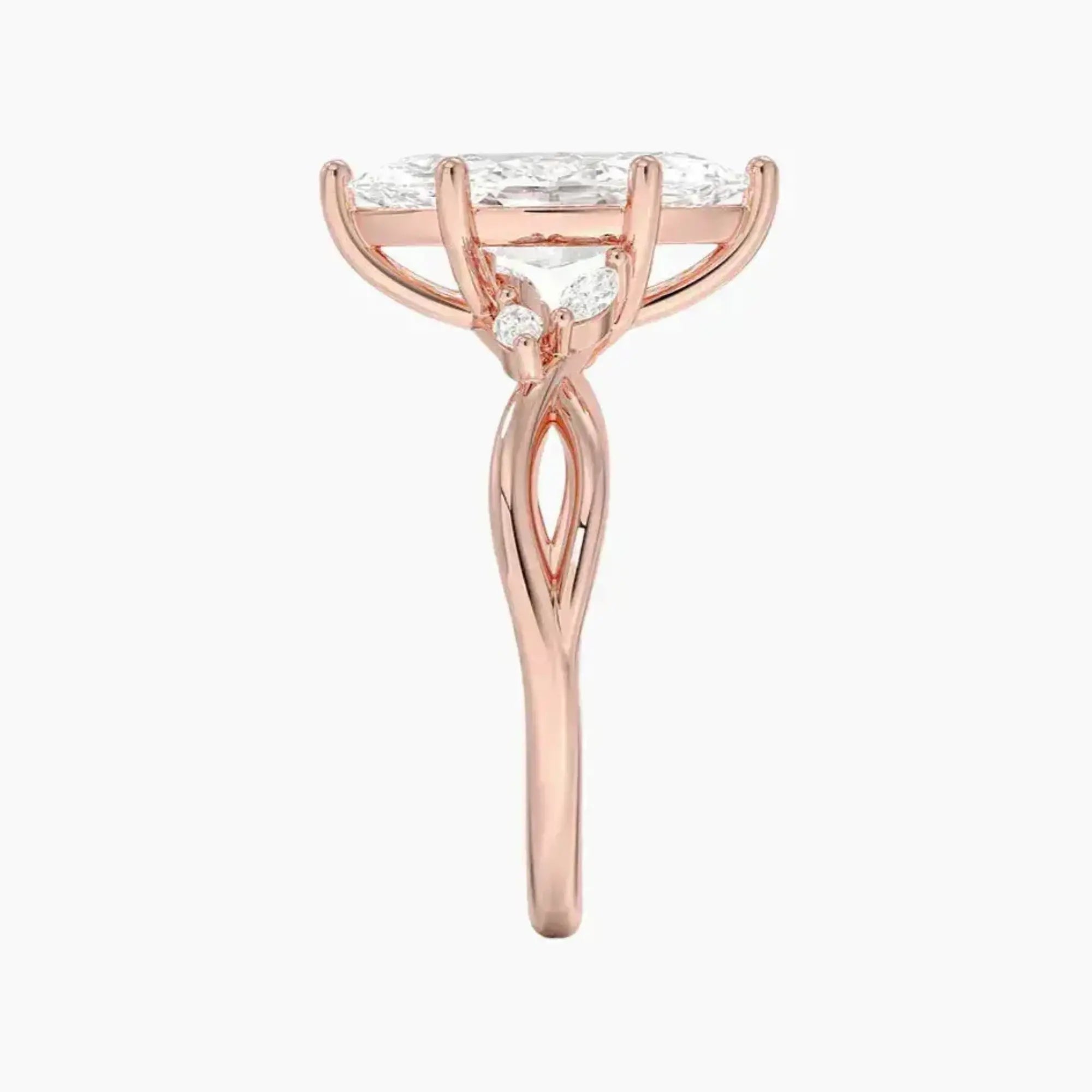 Amara Marquise Designer Diamond Ring Setting in 18K Rose Gold