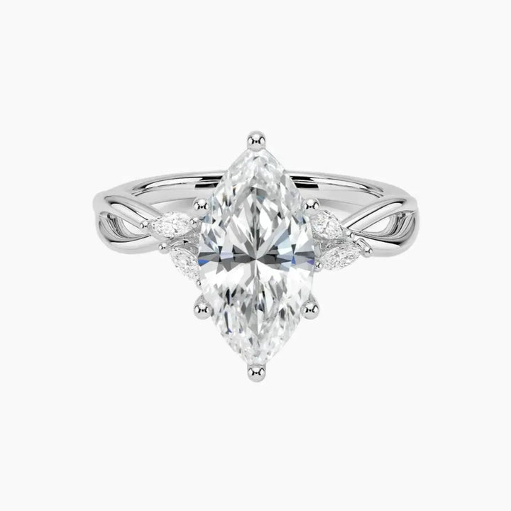 Amara Marquise Designer 1 Carat Lab Grown Diamond Engagement Ring in 14K White Gold