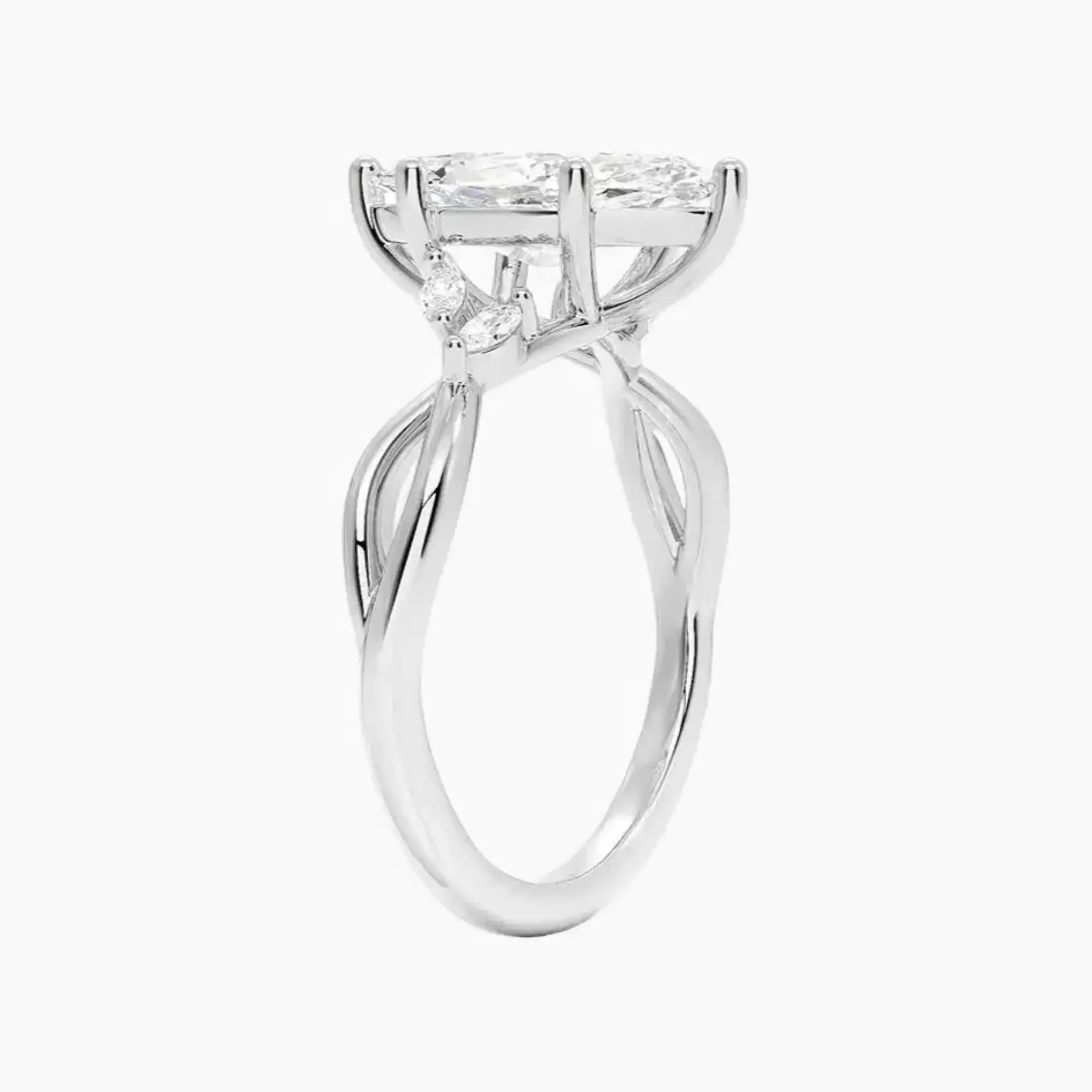 Amara Marquise Designer 2 Carat Lab Grown Diamond Engagement Ring in 14K White Gold