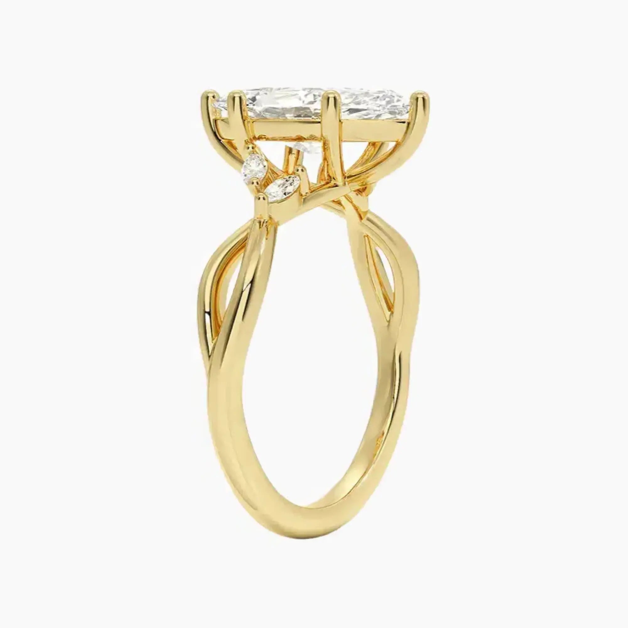 Amara Marquise Designer 3 Carat Lab Grown Diamond Engagement Ring in 14K Rose Gold