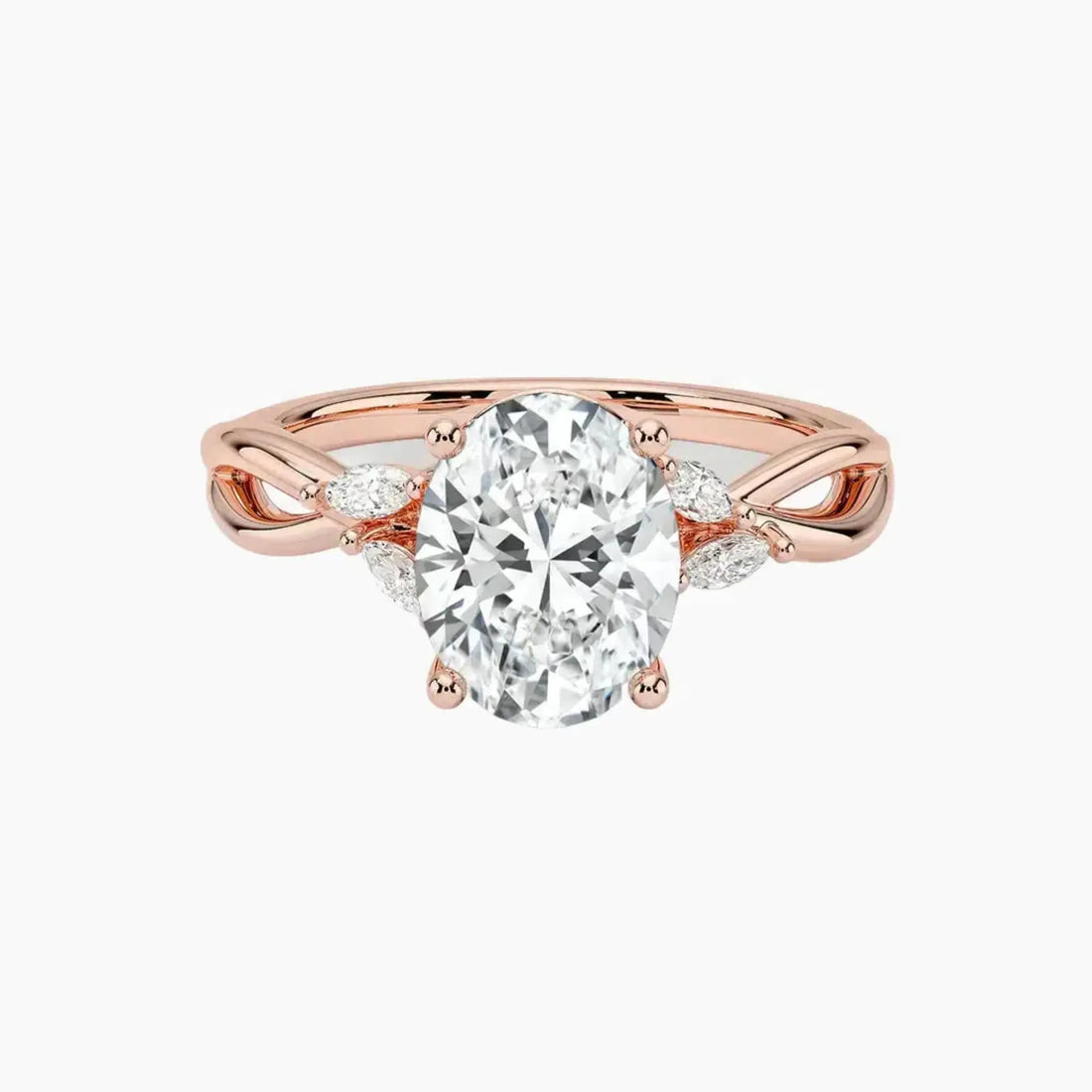 Amara Oval Designer Diamond Ring Setting in 18K Rose Gold