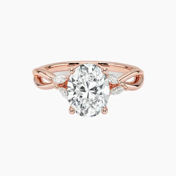 Amara Oval Designer 1 Carat Lab Grown Diamond Engagement Ring in 14K Rose Gold