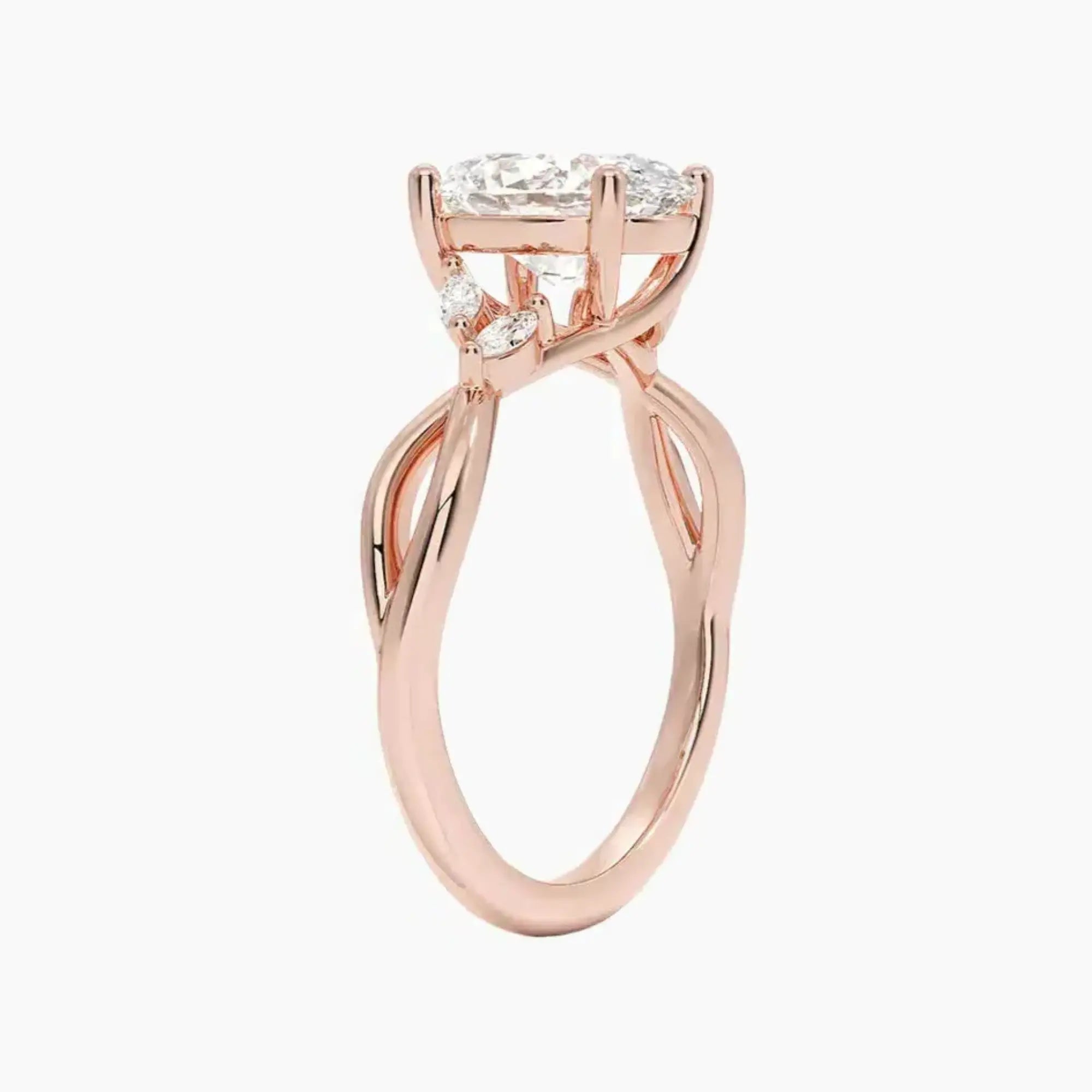 Amara Oval Designer Diamond Ring Setting in 18K Rose Gold