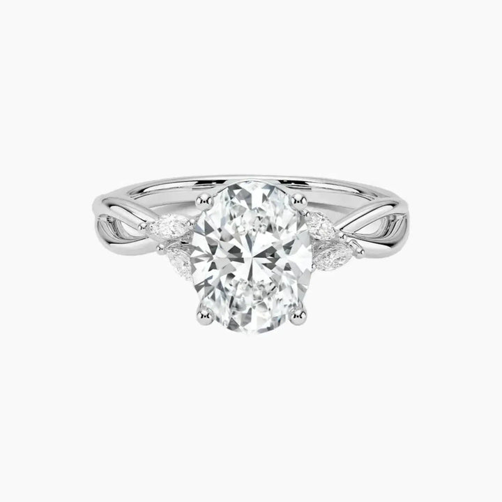 Amara Oval Designer 1 Carat Lab Grown Diamond Engagement Ring in 14K White Gold