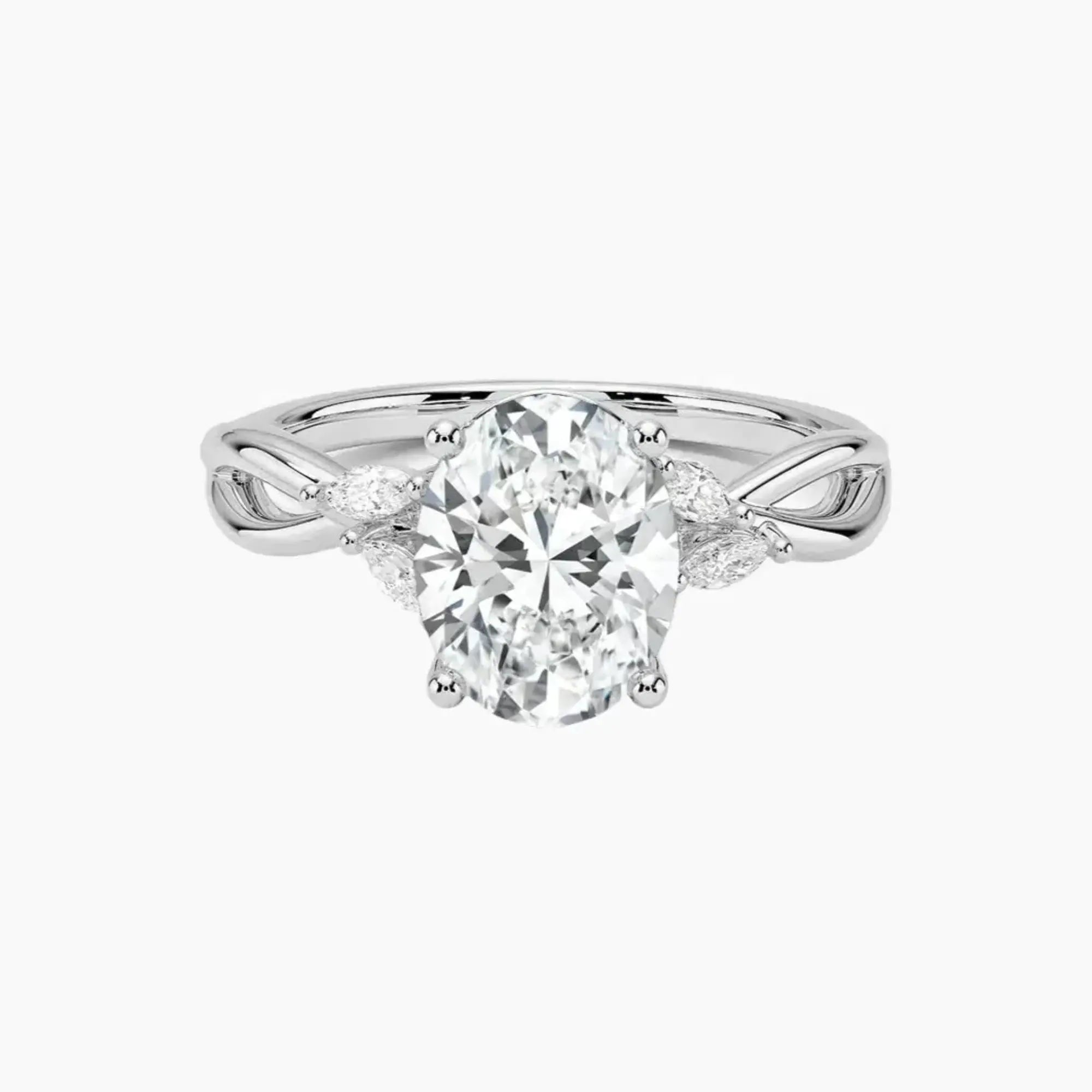 Amara Oval Designer 3 Carat Lab Grown Diamond Engagement Ring in 18K Yellow Gold