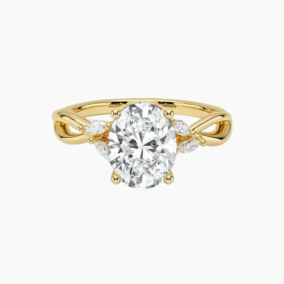 Amara Oval Designer Diamond Ring Setting in 18K White Gold