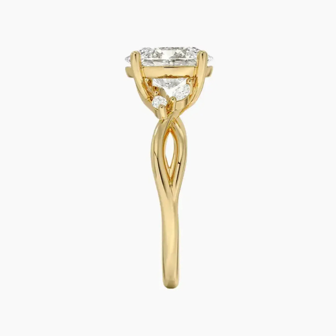 Amara Oval Designer 1.5 Carat Lab Grown Diamond Engagement Ring in 14K Yellow Gold