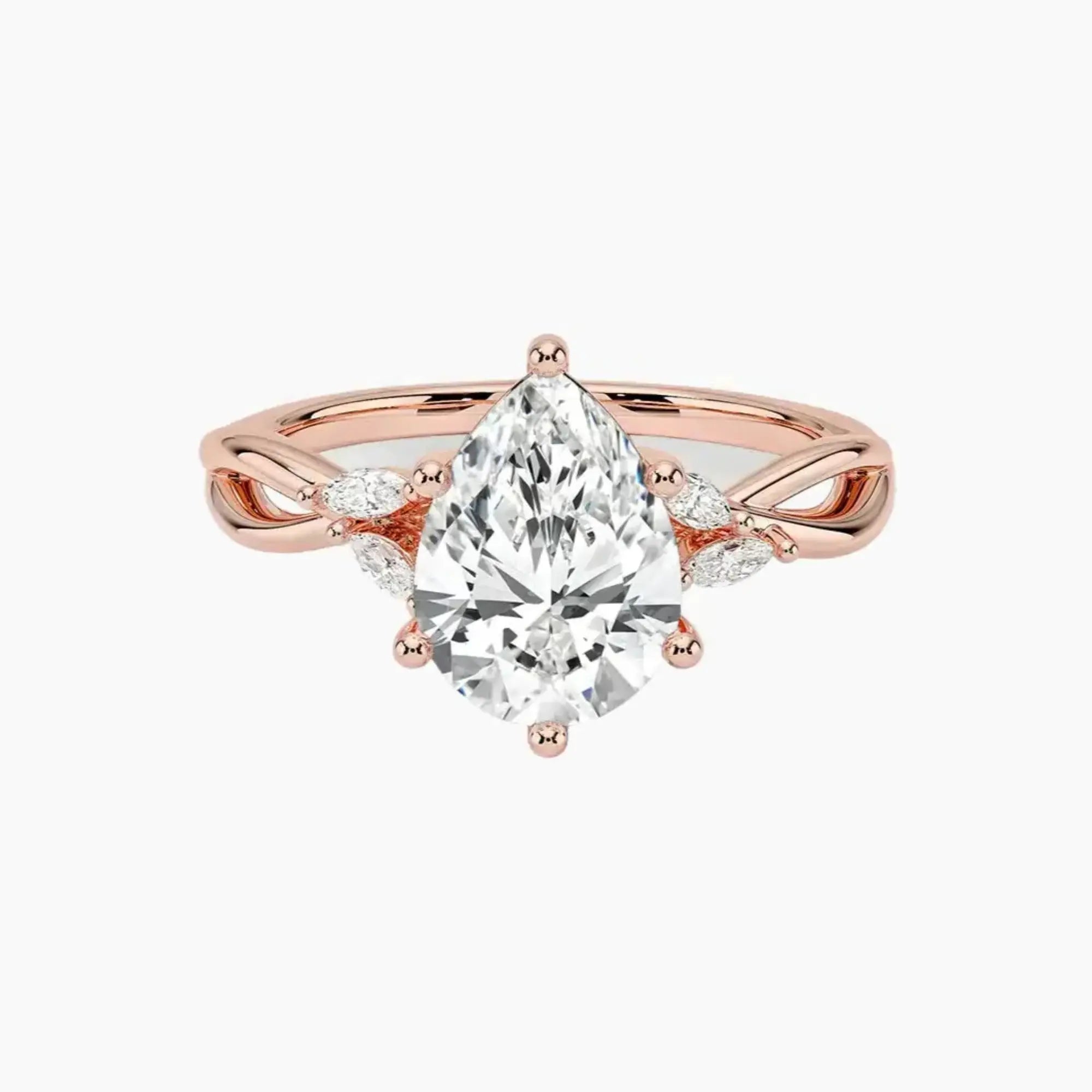 Amara Pear Designer Diamond Ring Setting in 18K White Gold