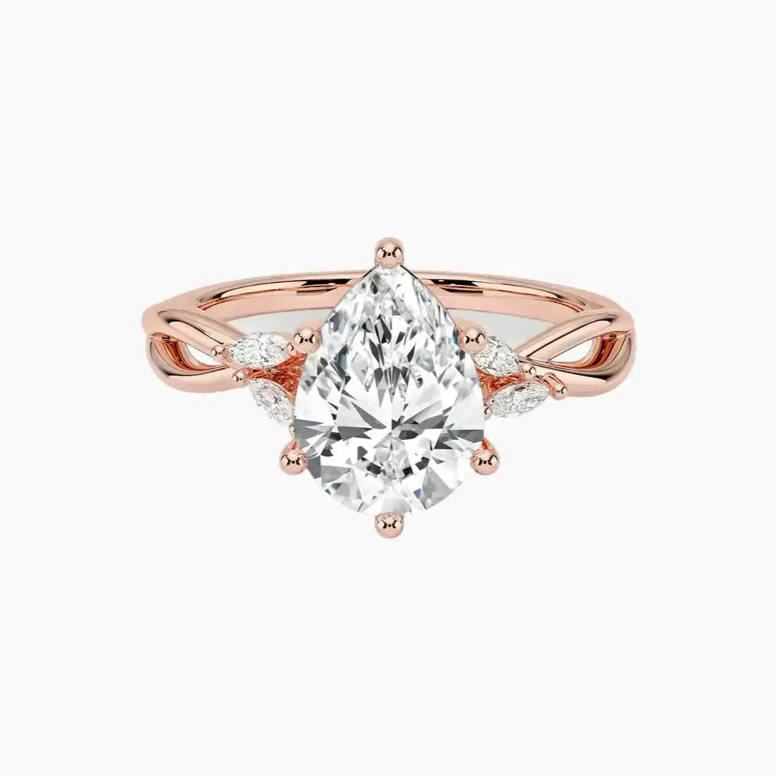 Amara Pear Designer 2 Carat Lab Grown Diamond Engagement Ring in 14K White Gold