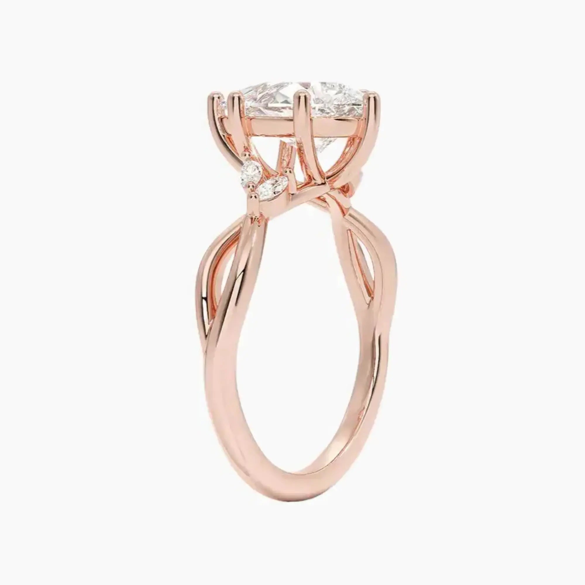 Amara Pear Designer 2 Carat Lab Grown Diamond Engagement Ring in 14K White Gold