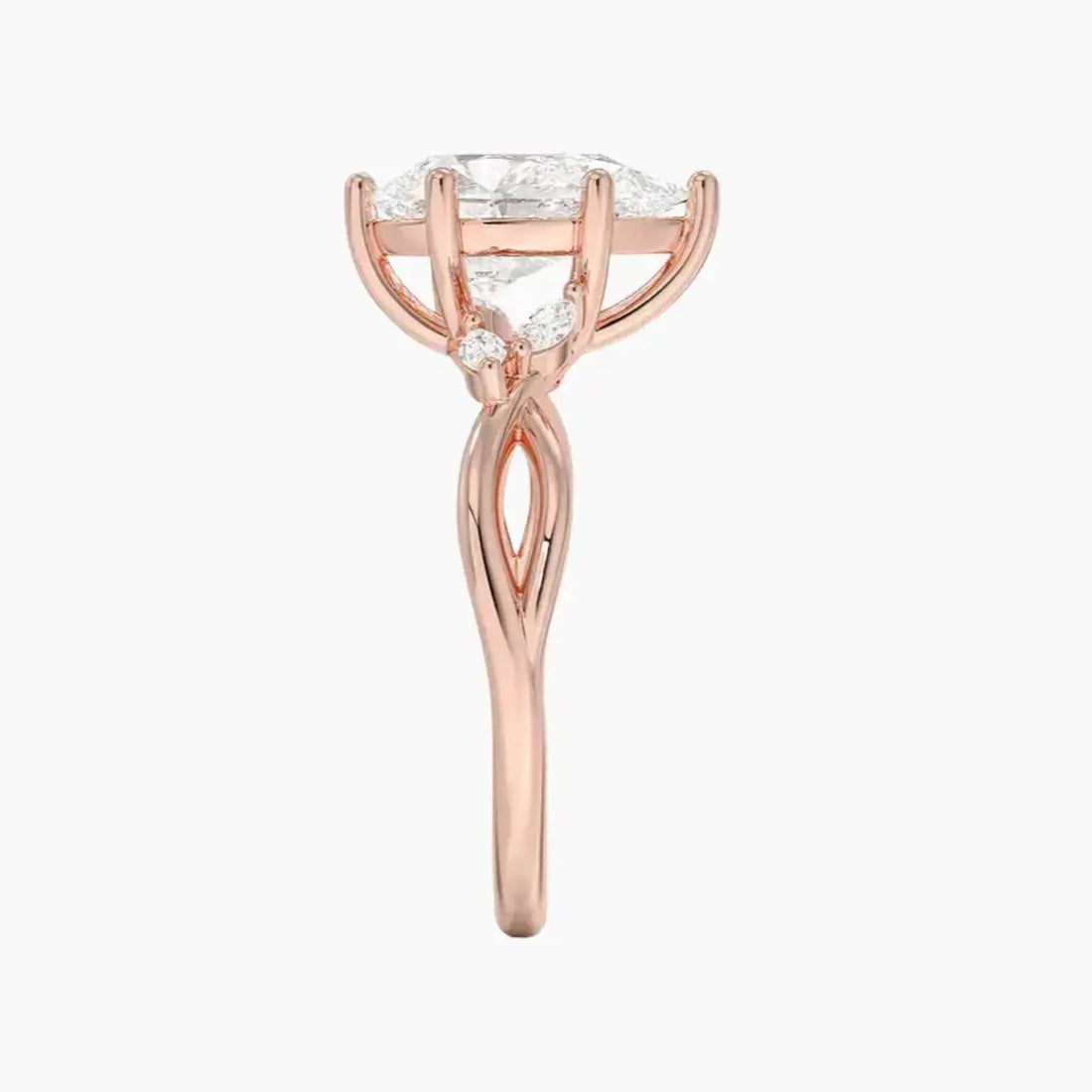 Amara Pear Designer Diamond Ring Setting in 14K Rose Gold