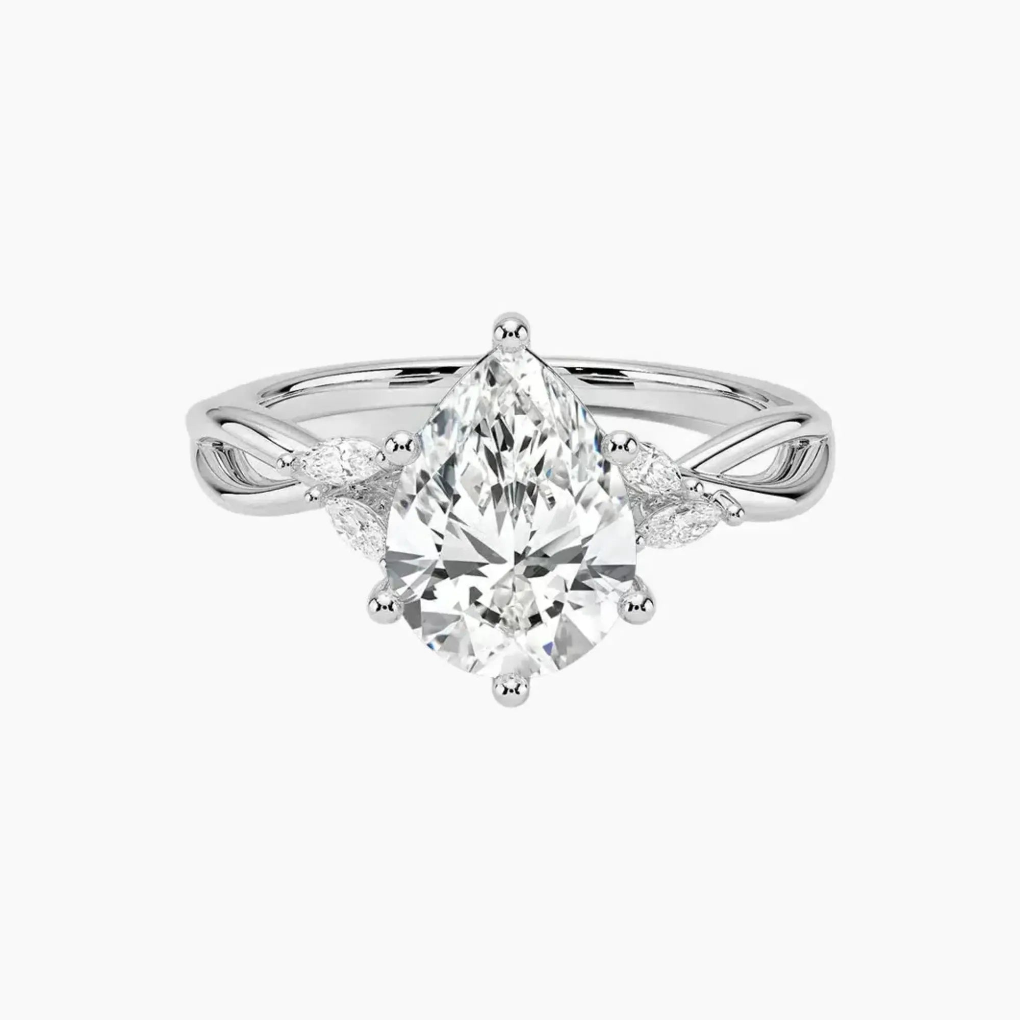 Amara Pear Designer 3 Carat Lab Grown Diamond Engagement Ring in 18K Yellow Gold
