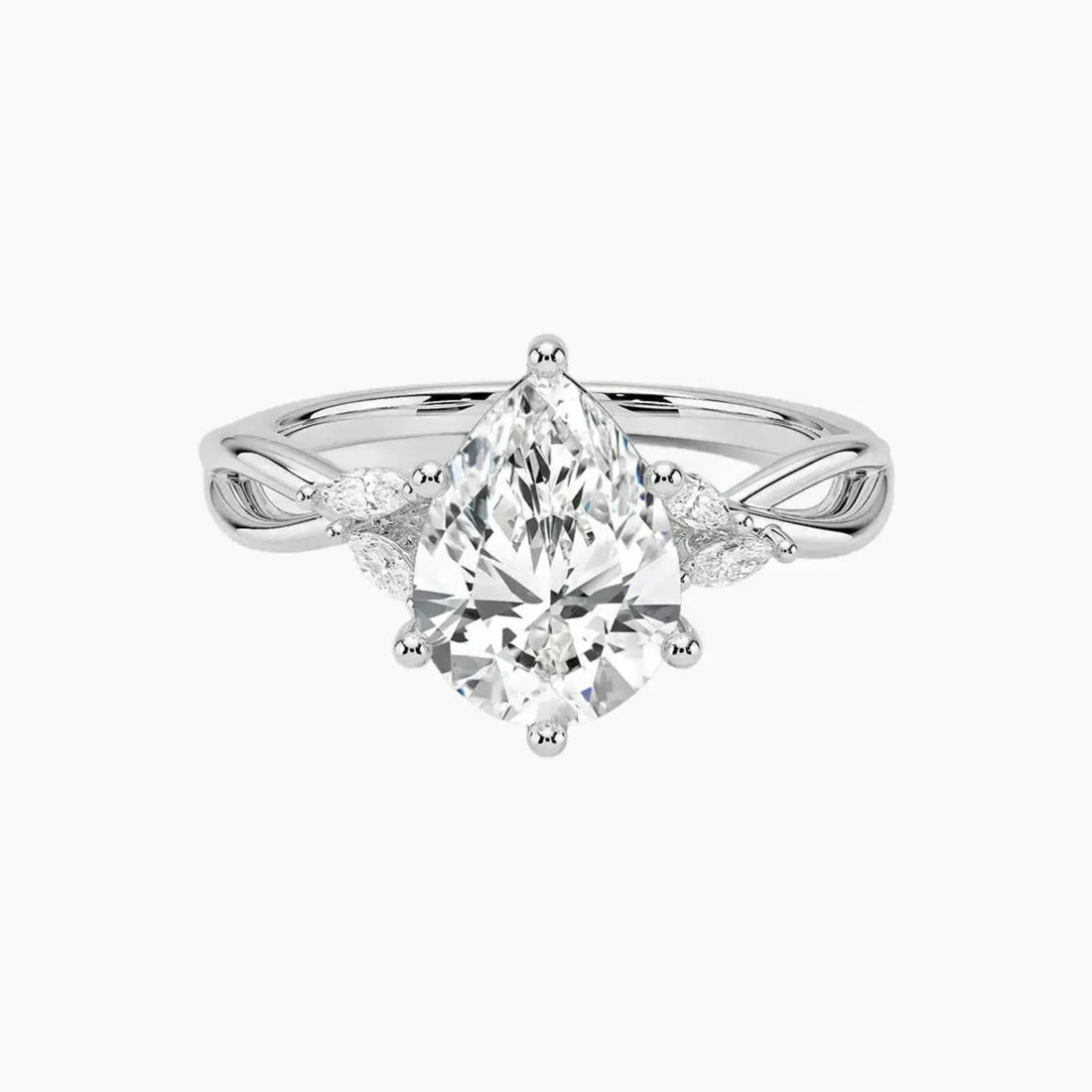 Amara Pear Designer Diamond Ring Setting in 18K Yellow Gold