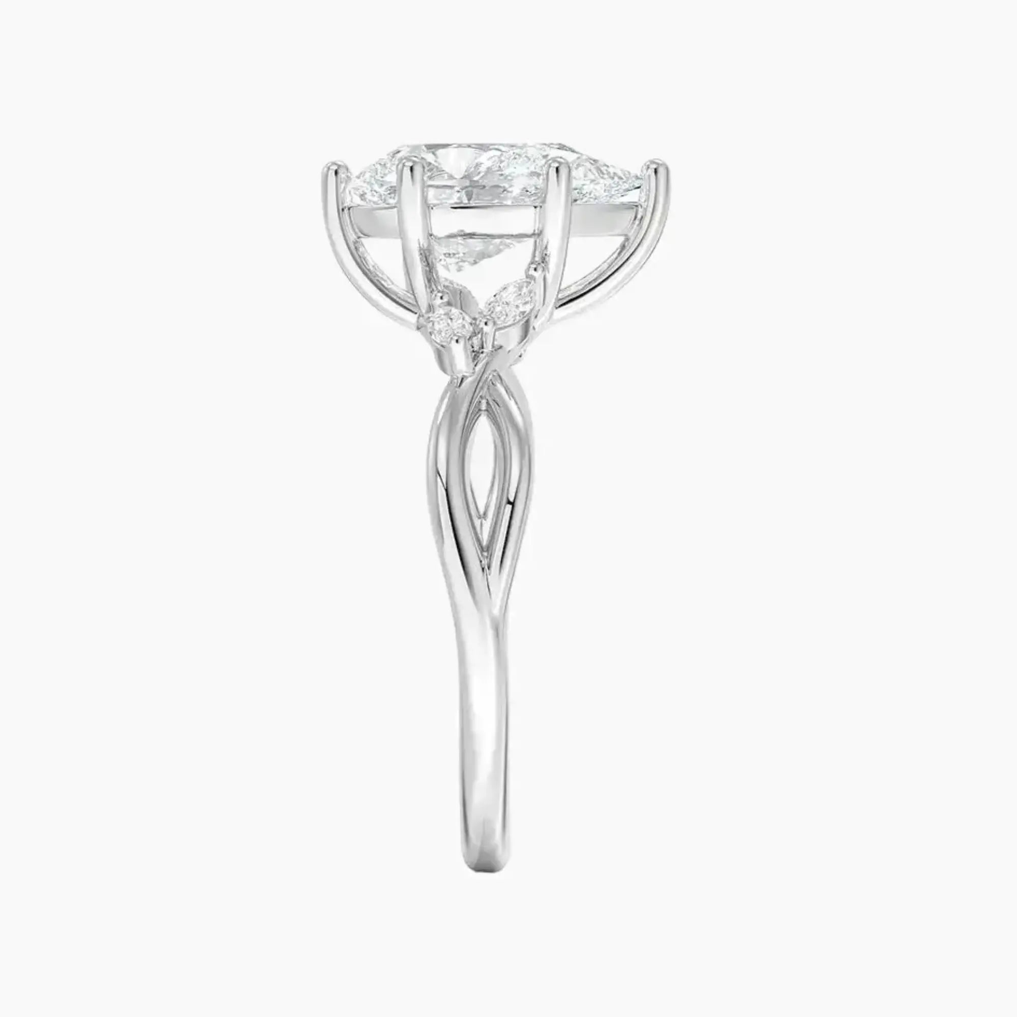 Amara Pear Designer 1.5 Carat Lab Grown Diamond Engagement Ring in 14K White Gold