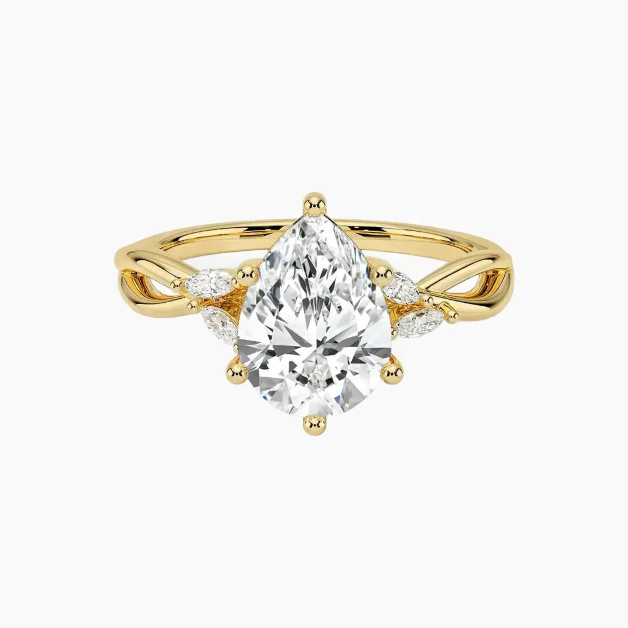 Amara Pear Designer 1.5 Carat Lab Grown Diamond Engagement Ring in 18K White Gold
