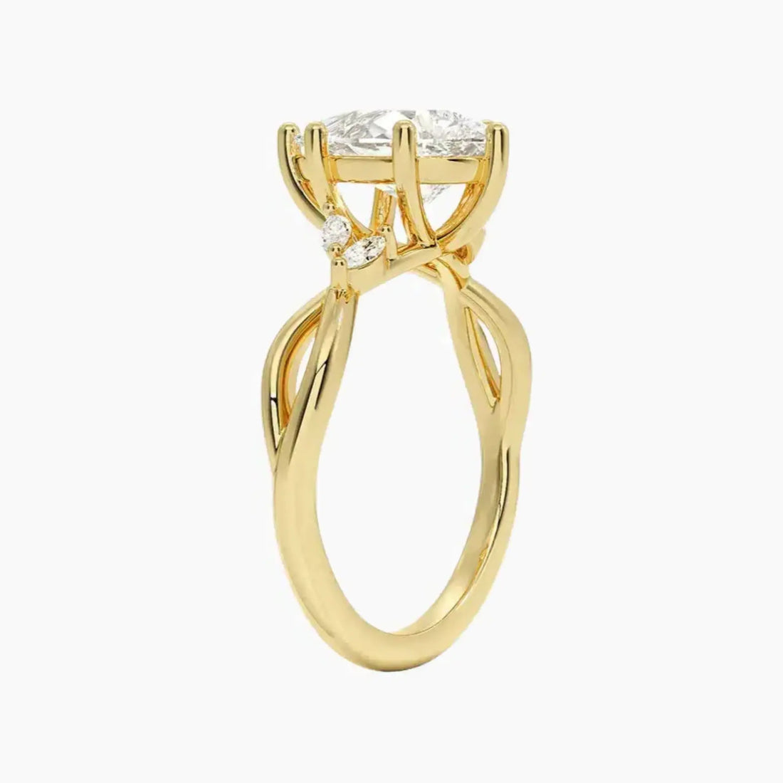 Amara Pear Designer 3 Carat Lab Grown Diamond Engagement Ring in 14K Yellow Gold