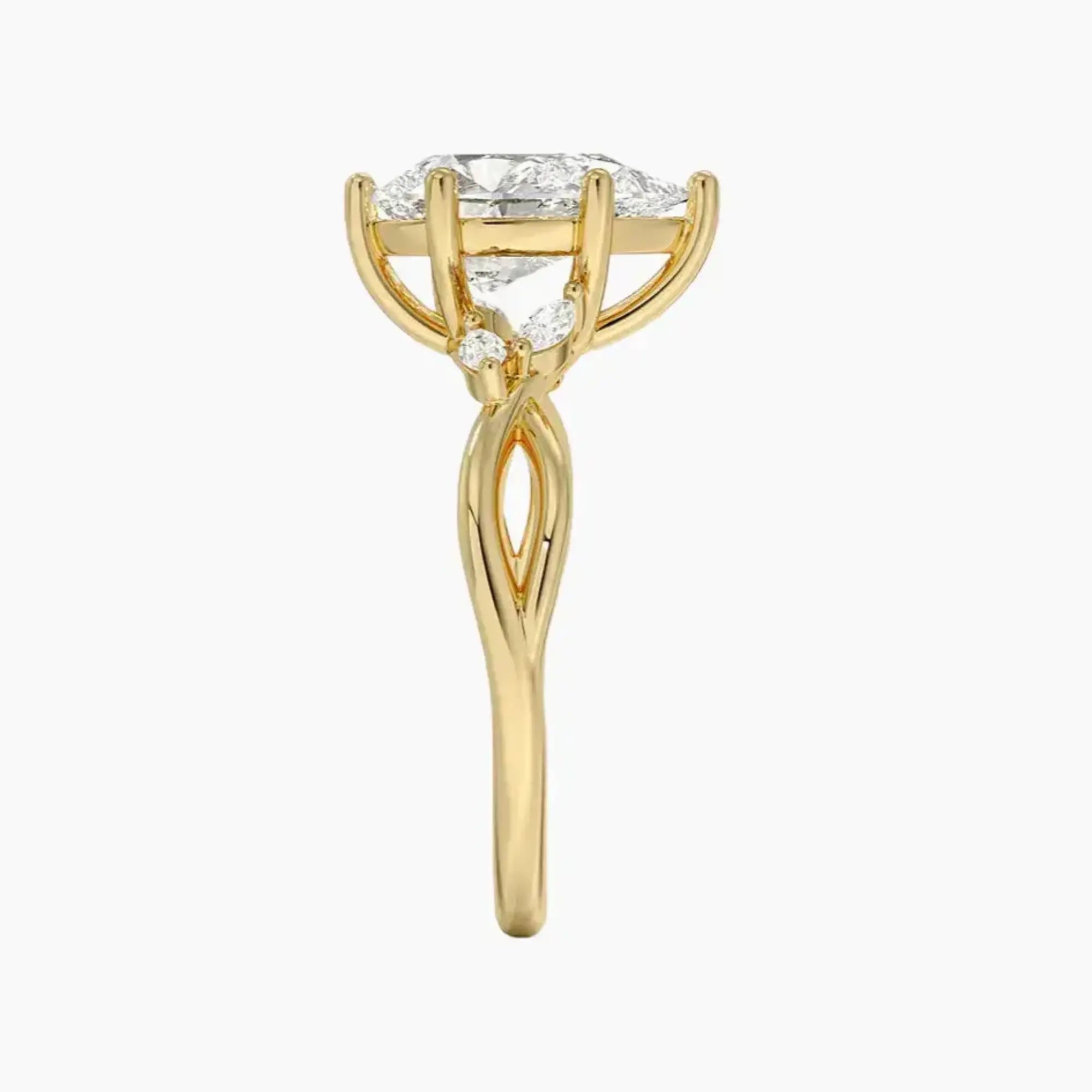 Amara Pear Designer 3 Carat Lab Grown Diamond Engagement Ring in 18K Yellow Gold
