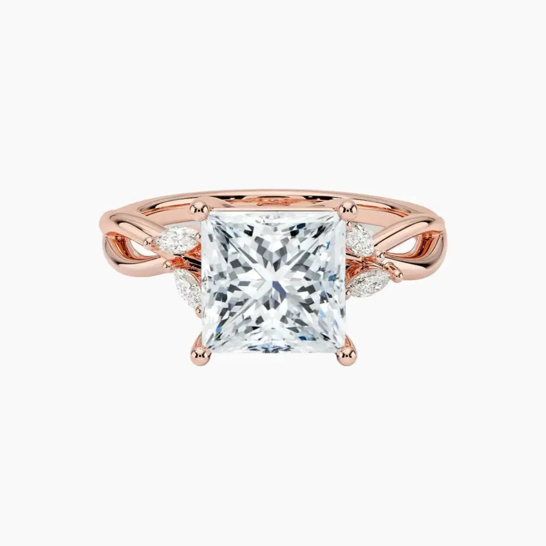 Amara Princess Designer 3 Carat Lab Grown Diamond Engagement Ring in 14K Yellow Gold