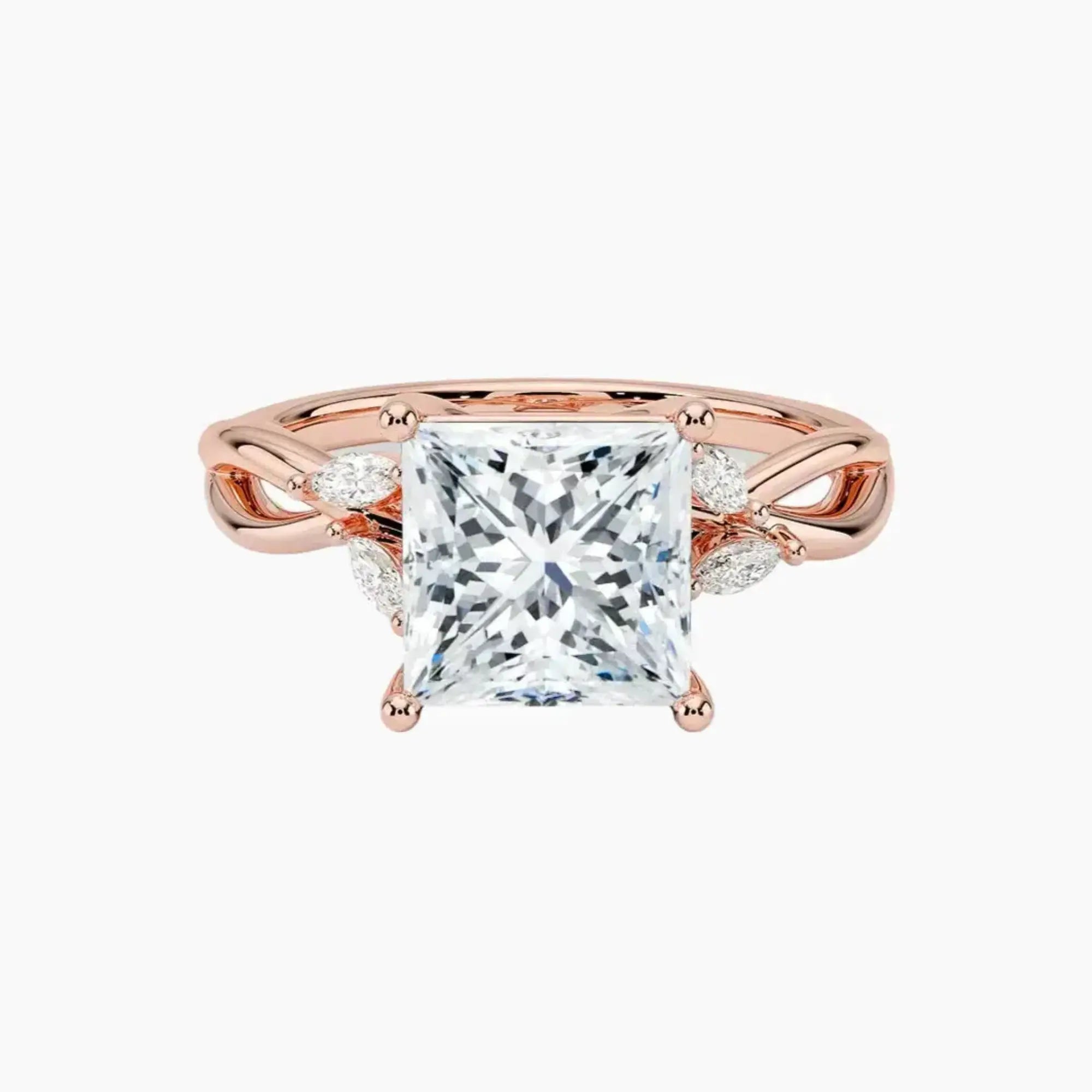 Amara Princess Designer Diamond Ring Setting in 18K White Gold