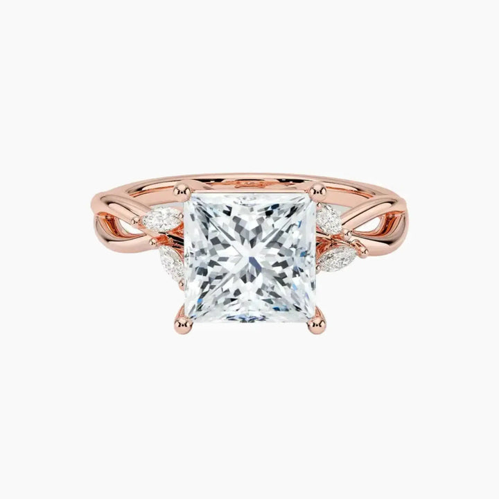 Amara Princess Designer 2.5 Carat Lab Grown Diamond Engagement Ring in 18K Rose Gold