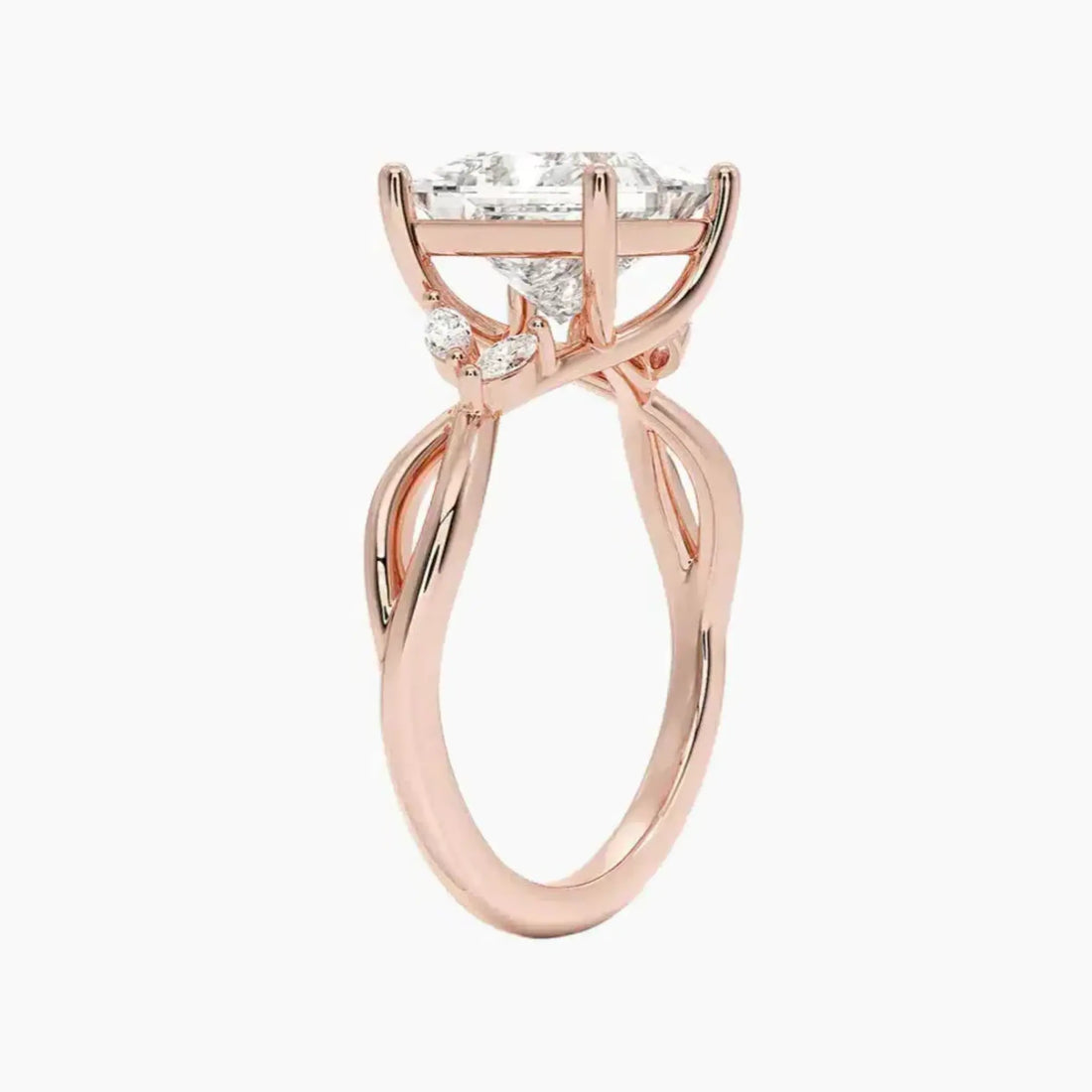 Amara Princess Designer 3 Carat Lab Grown Diamond Engagement Ring in 14K White Gold