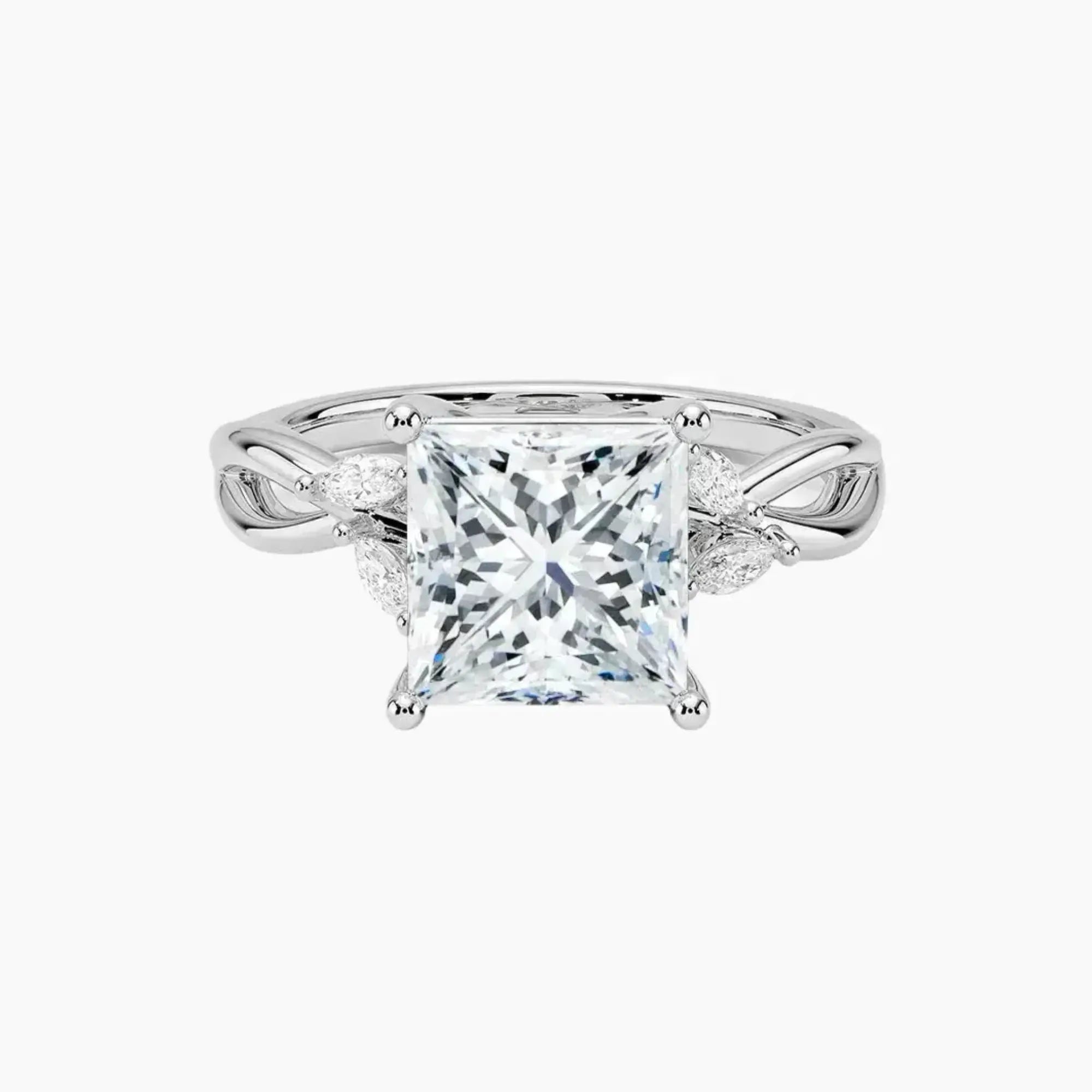 Amara Princess Designer 2.5 Carat Lab Grown Diamond Engagement Ring in 18K Rose Gold