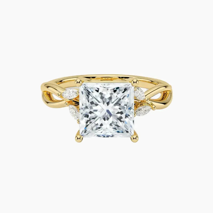 Amara Princess Designer 1.5 Carat Lab Grown Diamond Engagement Ring in 18K Yellow Gold