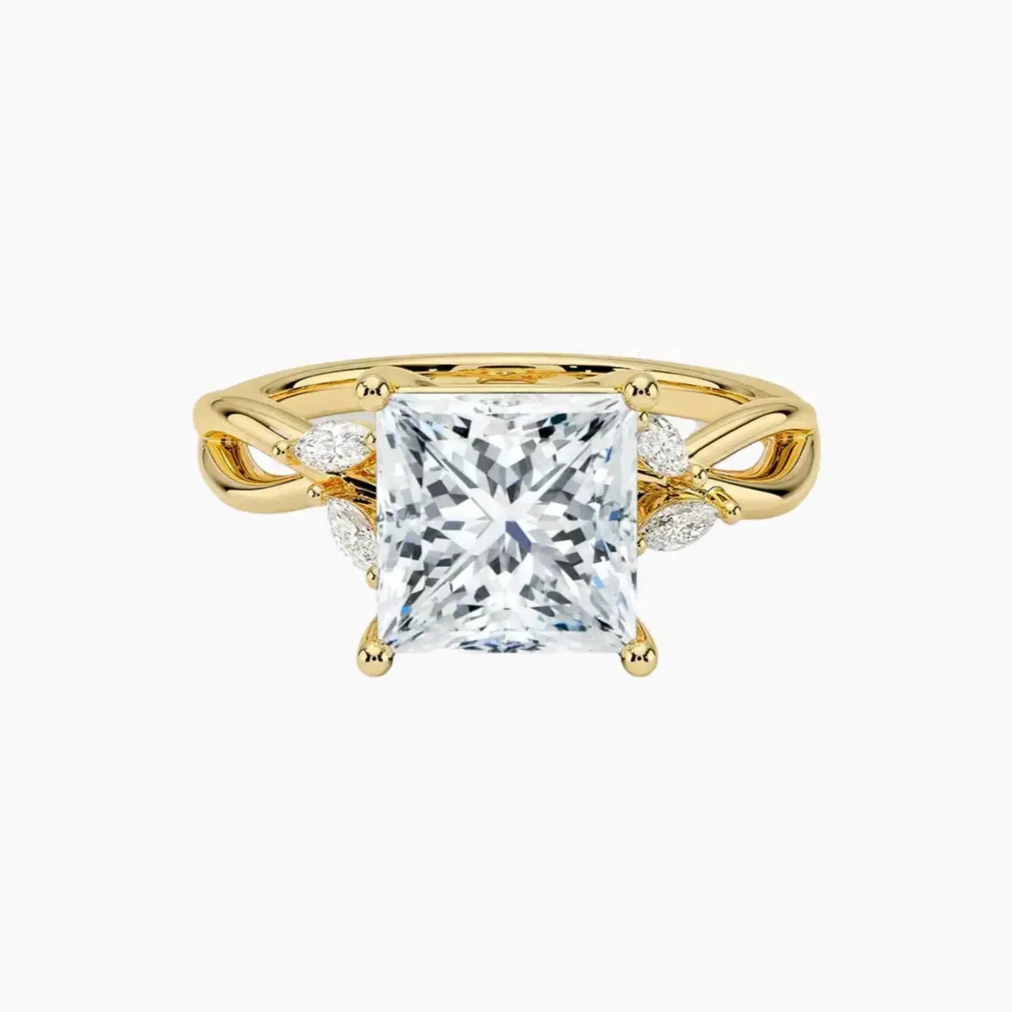 Amara Princess Designer Diamond Ring Setting in 18K White Gold