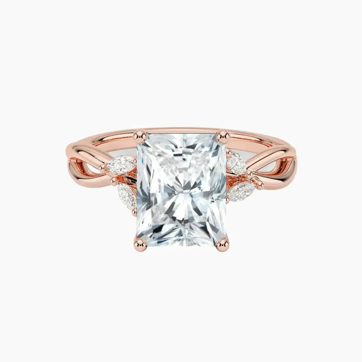 Amara Radiant Designer 2.5 Carat Lab Grown Diamond Engagement Ring in 18K Rose Gold