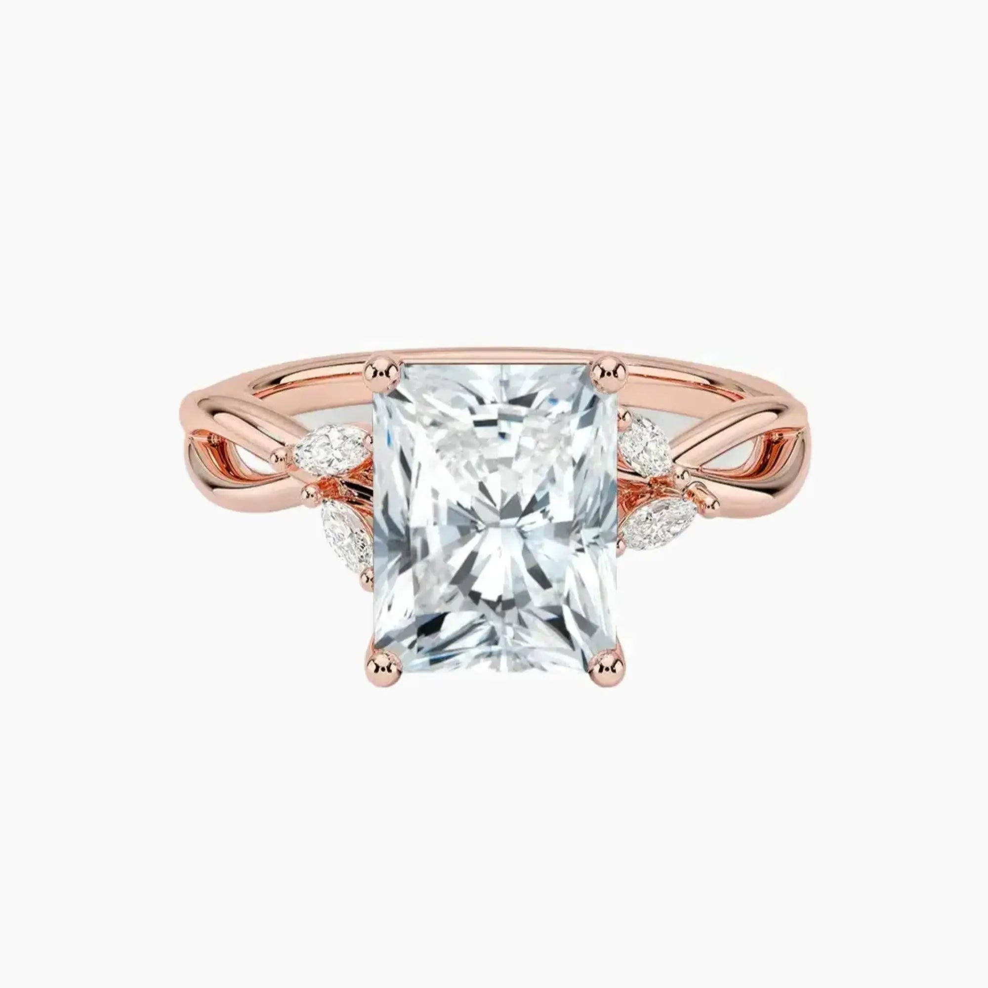 Amara Radiant Designer Diamond Ring Setting in 18K Rose Gold