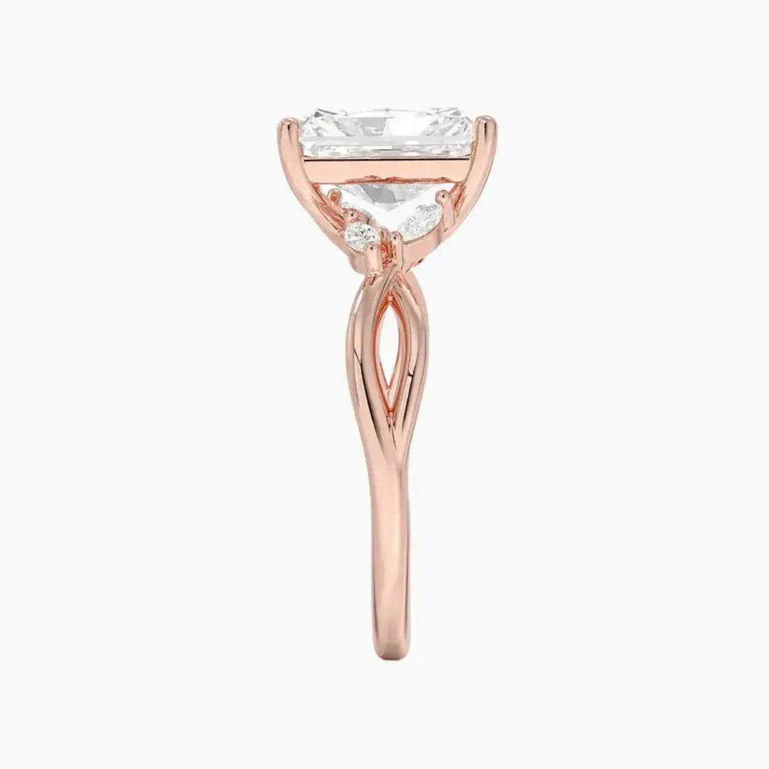 Amara Radiant Designer 1 Carat Lab Grown Diamond Engagement Ring in 18K White Gold