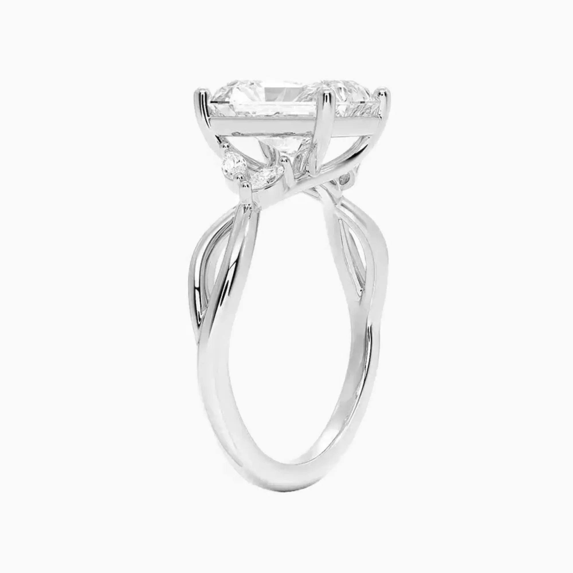 Amara Radiant Designer 2 Carat Lab Grown Diamond Engagement Ring in 18K White Gold