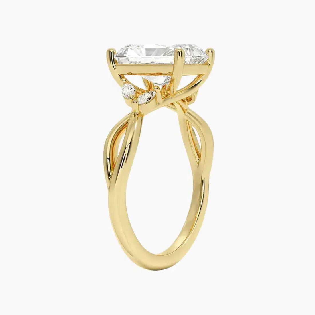 Amara Radiant Designer Diamond Ring Setting in 14K Yellow Gold
