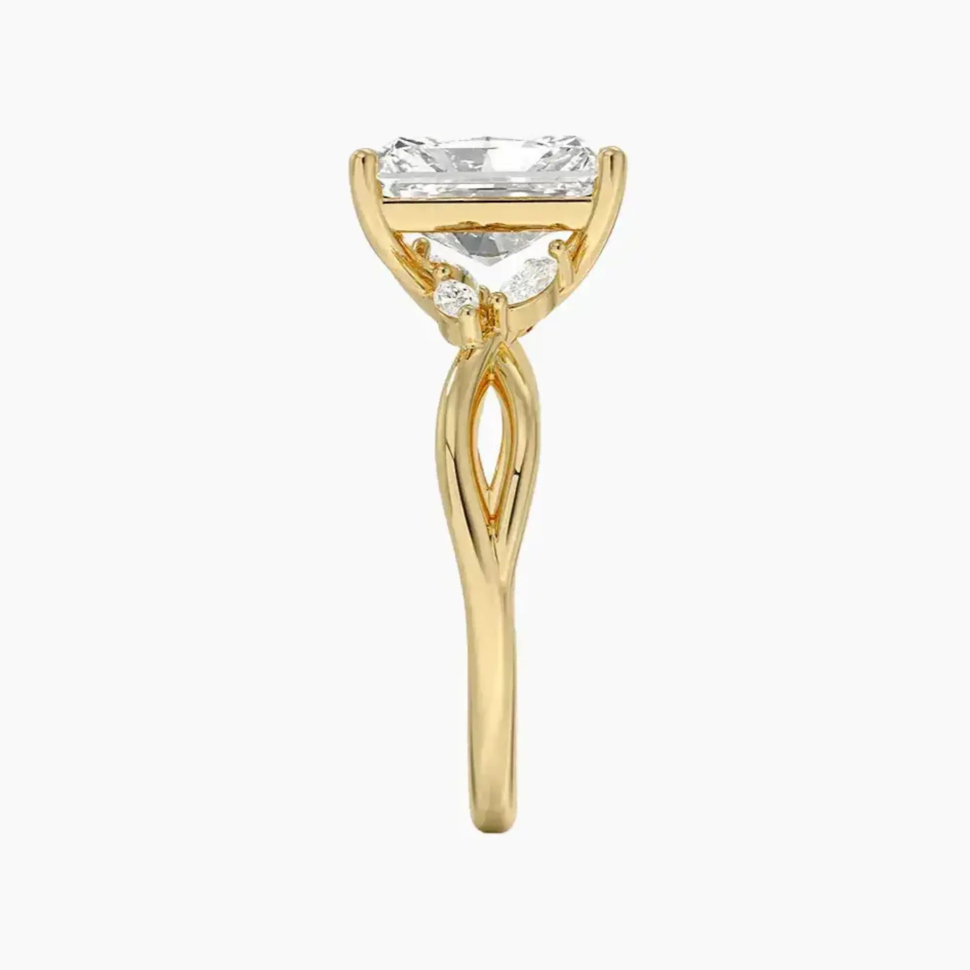 Amara Radiant Designer 2 Carat Lab Grown Diamond Engagement Ring in 18K White Gold