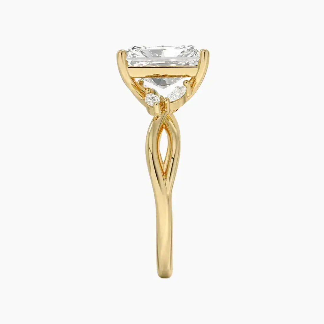 Amara Radiant Designer 2 Carat Lab Grown Diamond Engagement Ring in 18K White Gold