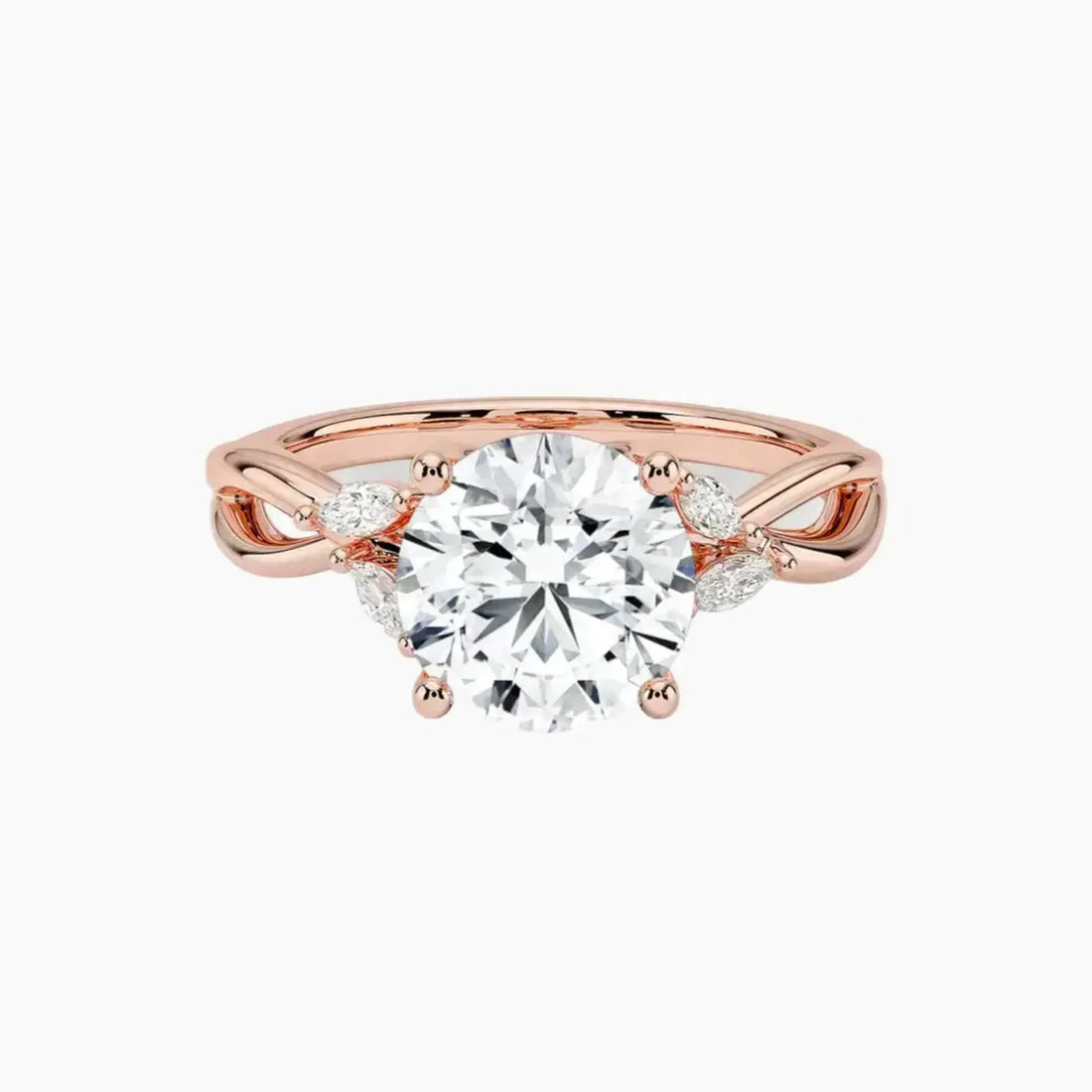 Amara Round Designer 1 Carat Lab Grown Diamond Engagement Ring in 14K Rose Gold