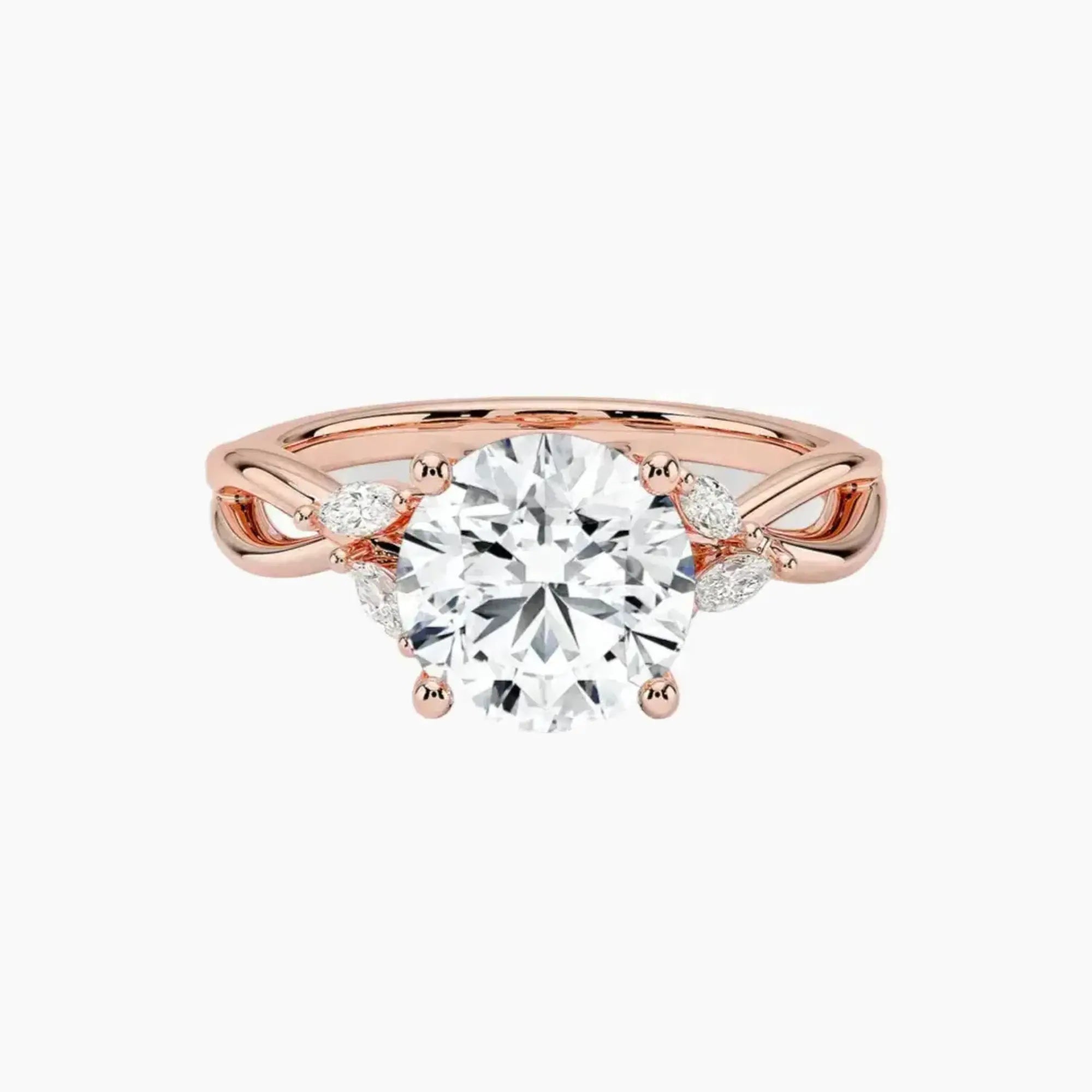 Amara Round Designer Diamond Ring Setting in 14K Rose Gold