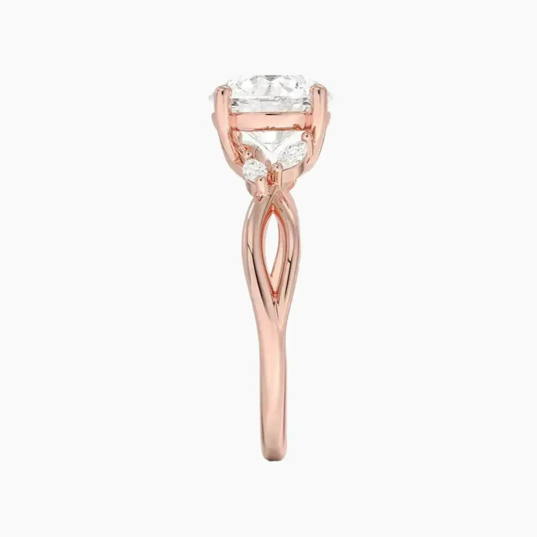 Amara Round Designer Diamond Ring Setting in 18K Rose Gold