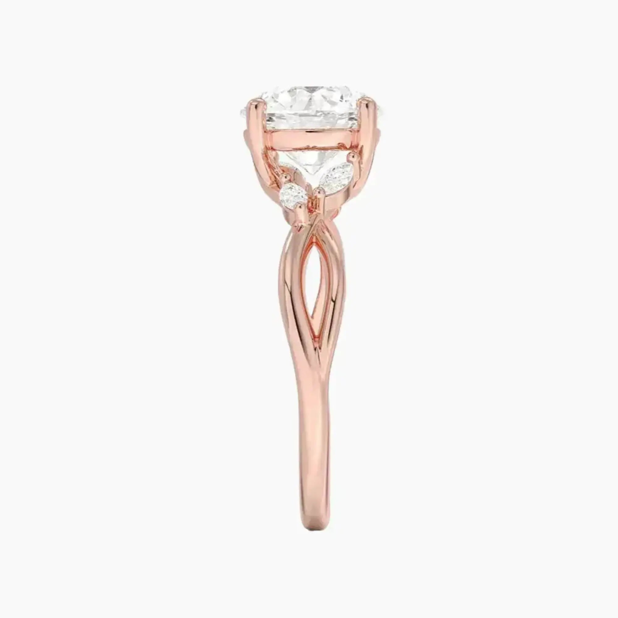 Amara Round Designer Diamond Ring Setting in 14K Rose Gold