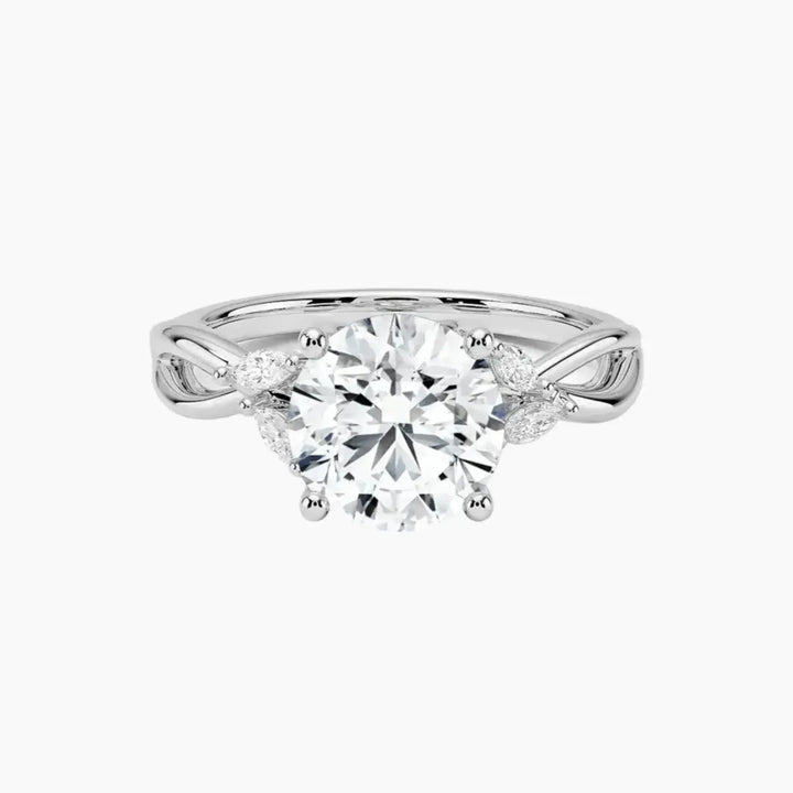 Amara Round Designer 1.5 Carat Lab Grown Diamond Engagement Ring in 14K White Gold