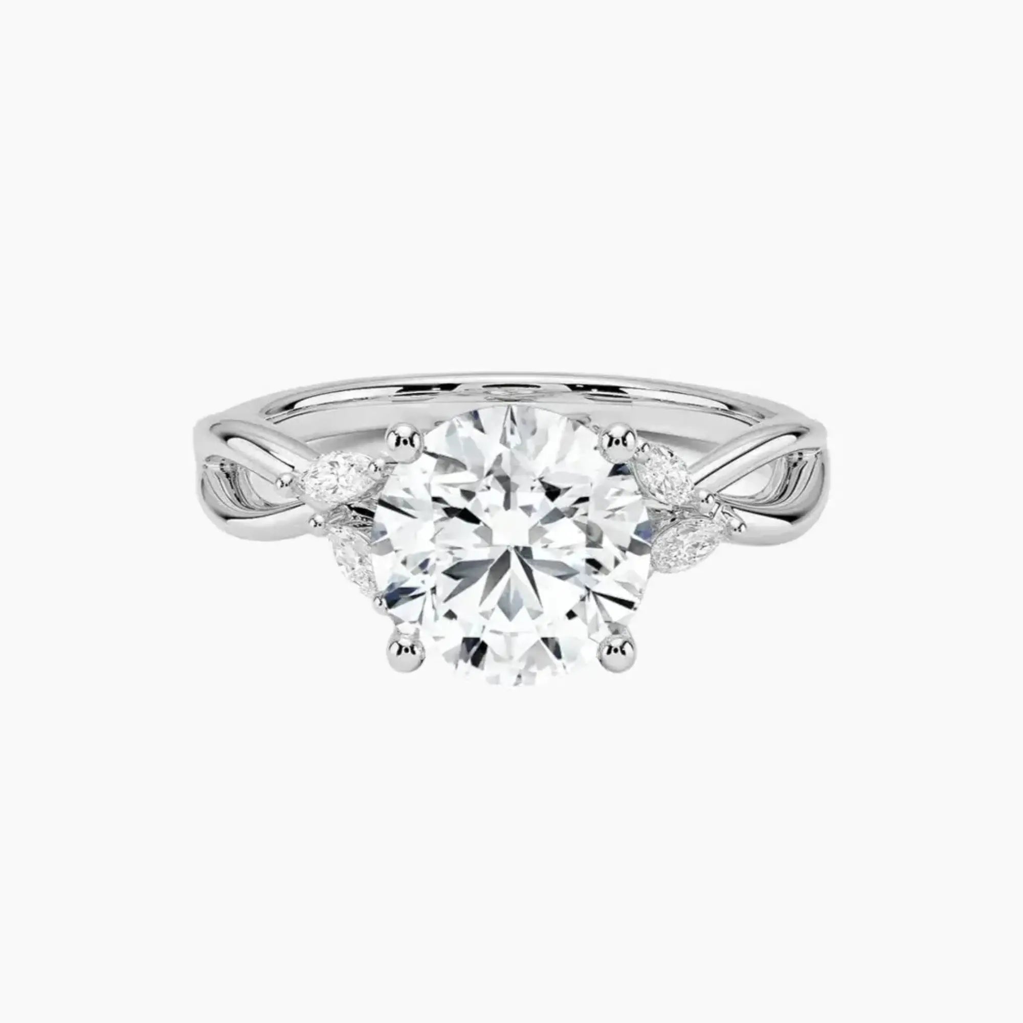 Amara Round Designer Diamond Ring Setting in 14K Yellow Gold