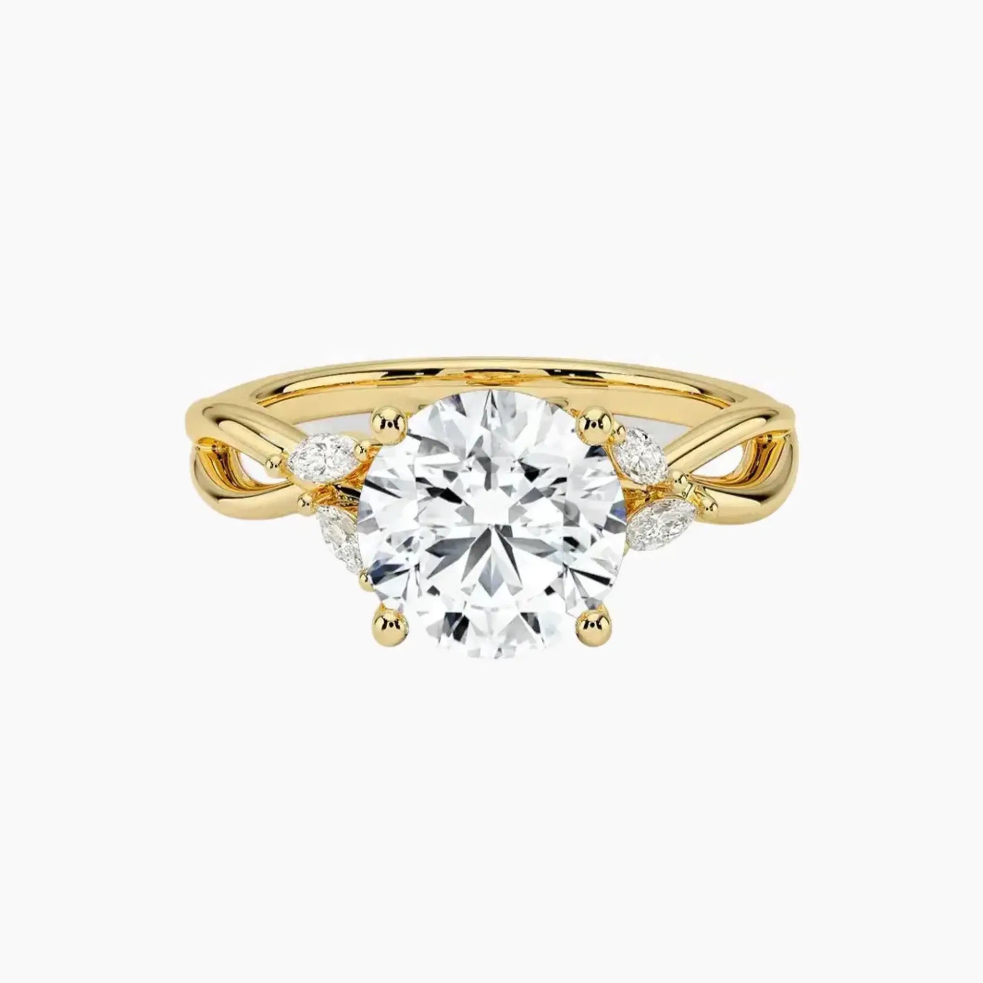 Amara Round Designer 2.5 Carat Lab Grown Diamond Engagement Ring in 14K Rose Gold