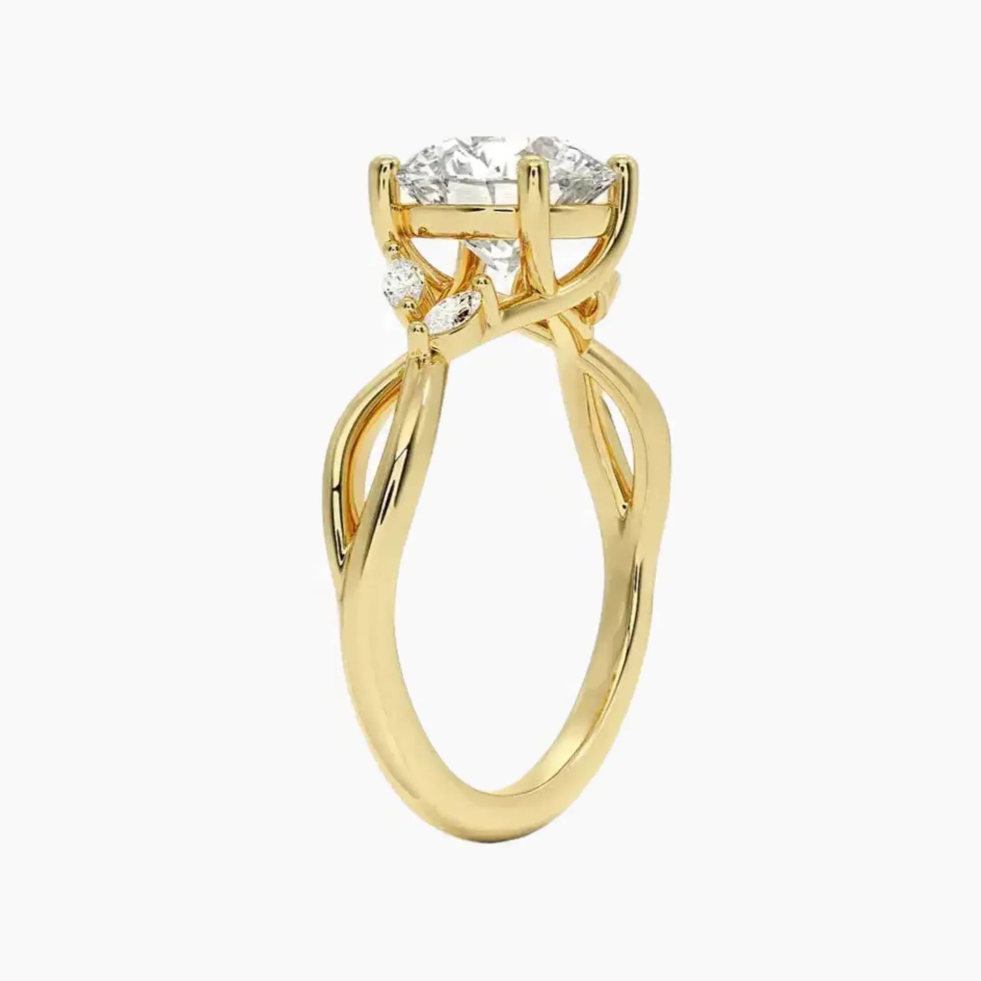 Amara Round Designer 2.5 Carat Lab Grown Diamond Engagement Ring in 14K Rose Gold