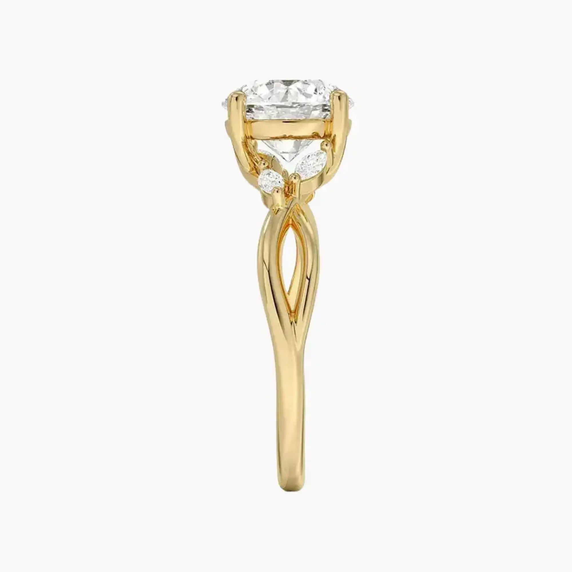 Amara Round Designer 1 Carat Lab Grown Diamond Engagement Ring in 14K Rose Gold