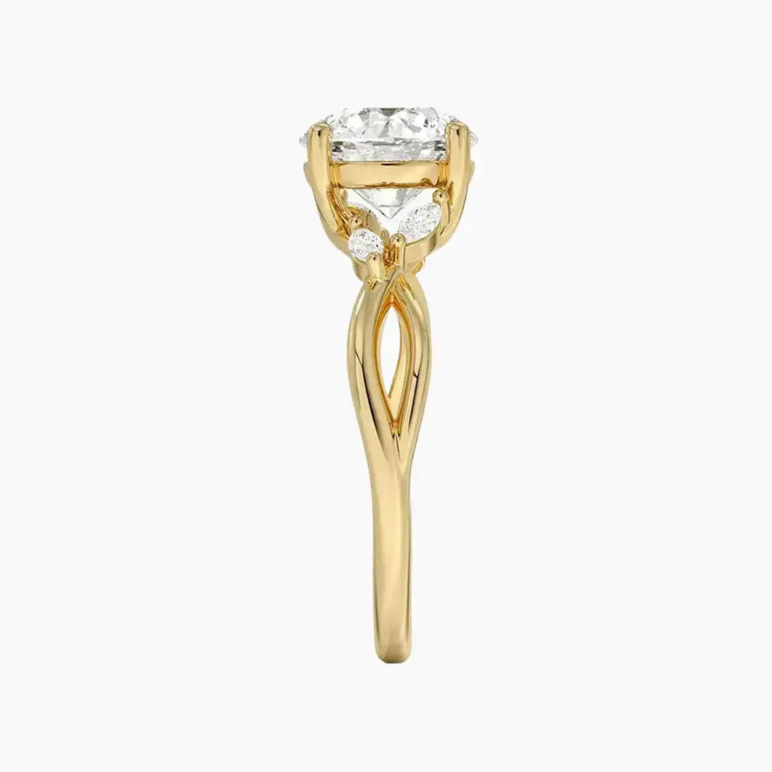 Amara Round Designer 1 Carat Lab Grown Diamond Engagement Ring in 14K Rose Gold