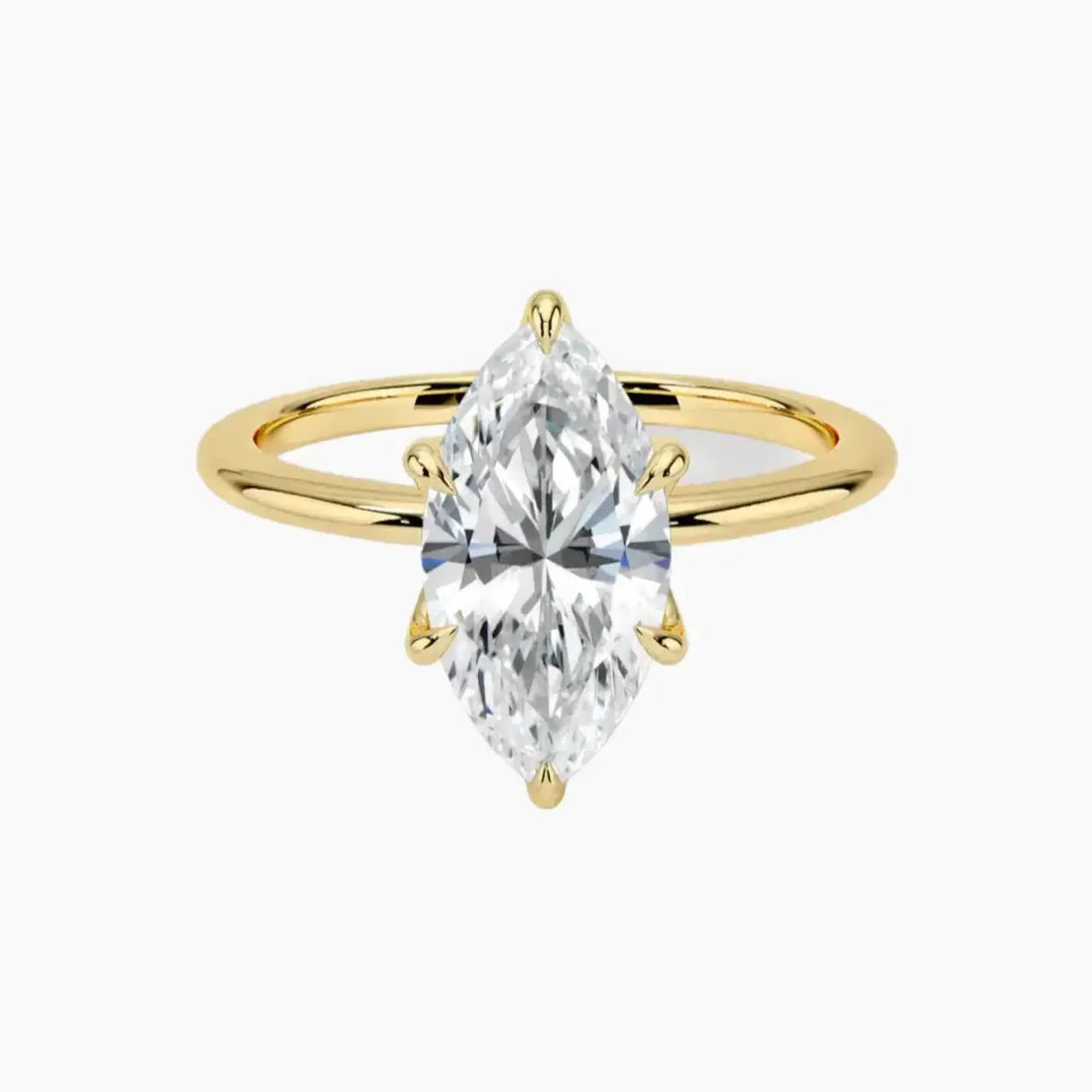 Faye Marquise Solitaire 2.5 Carat Lab Grown Diamond Engagement Ring in 14K Yellow Gold