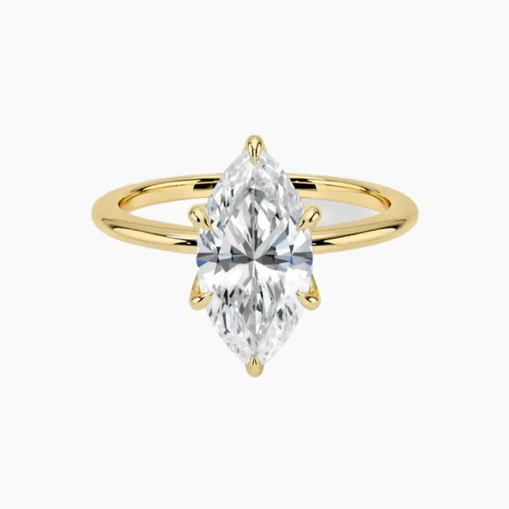 Faye Marquise Solitaire 2.5 Carat Lab Grown Diamond Engagement Ring in 18K Yellow Gold