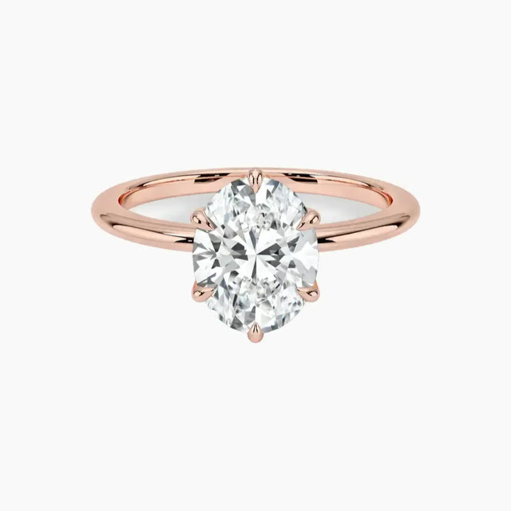 Faye Oval Solitaire 2 Carat Lab Grown Diamond Engagement Ring in 14K Rose Gold
